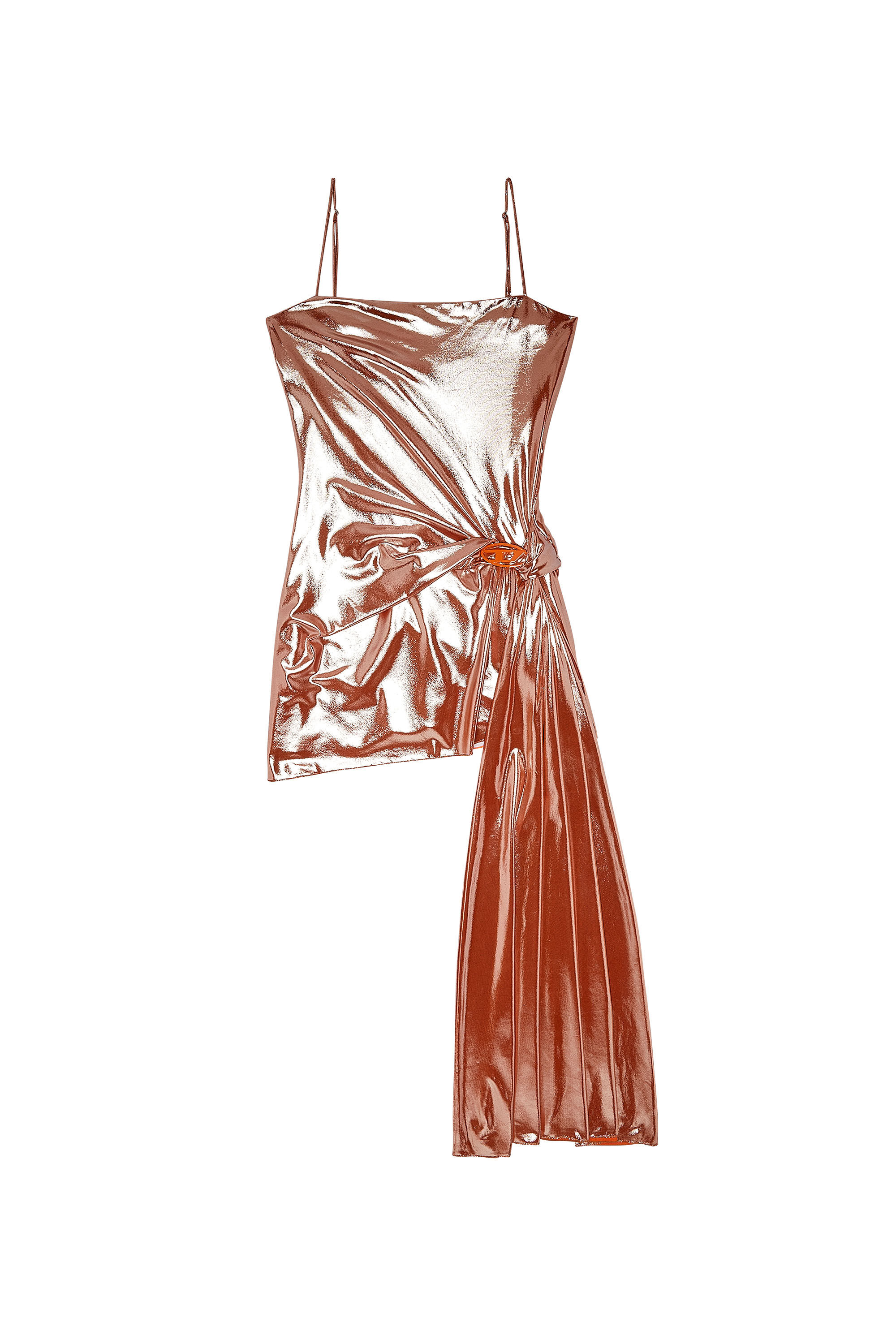 Diesel - D-BLAS, Female's Short metallic dress with draped panel in Pink - 2