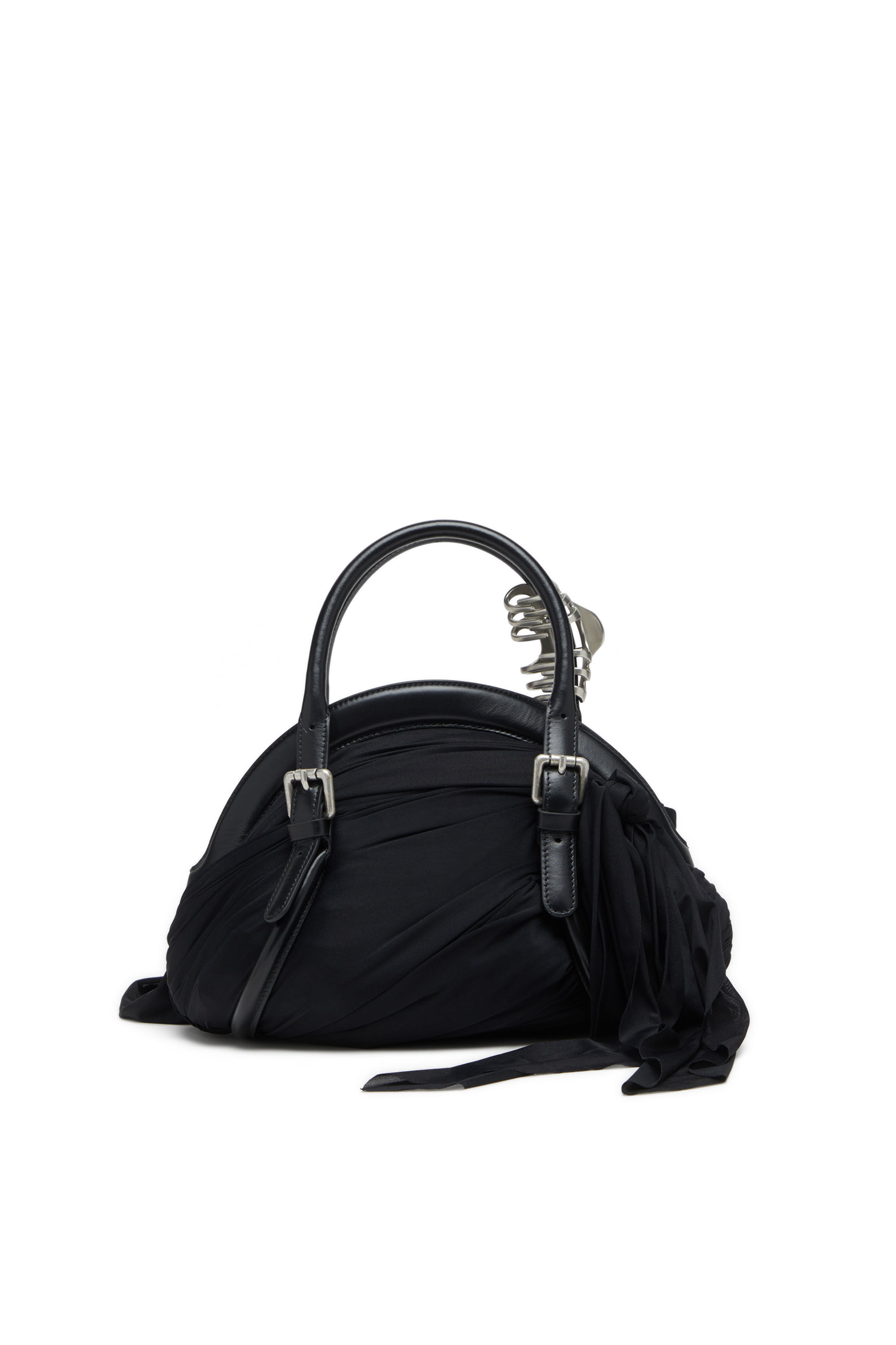 Diesel - TRASH-D TOP HANDLE, Trash-D-Sac à main bandana en jersey et cuir Femme in Noir - 3