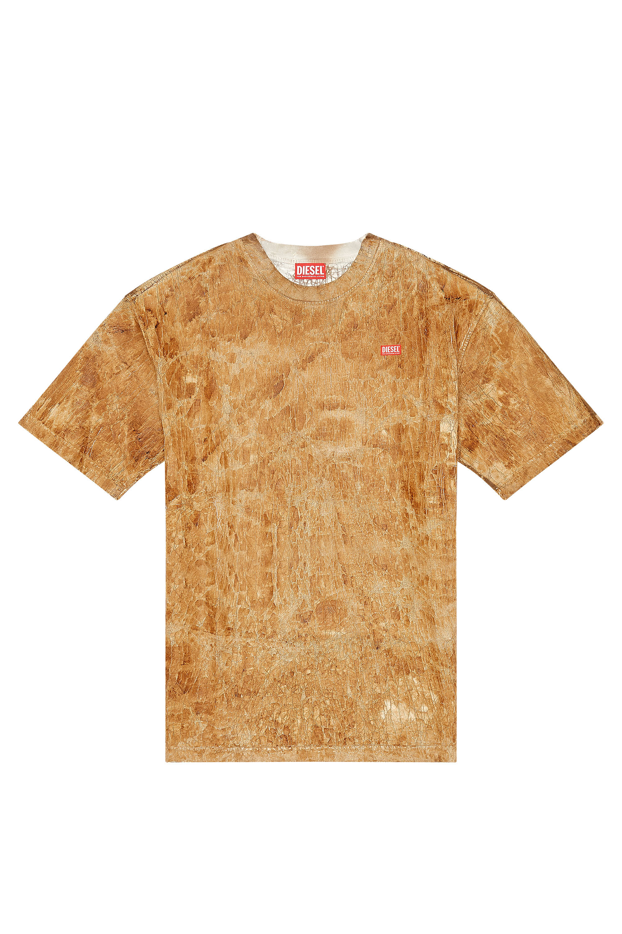Diesel - T-MASSI, Male's Leather-effect cotton T-shirt in Light Brown - 2