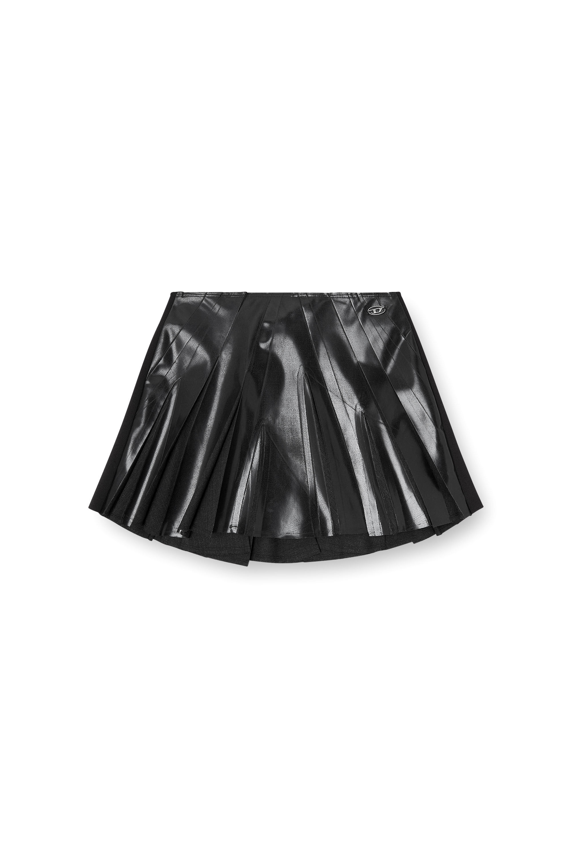 Women's Short pleated skirt in coated suiting | Black | Diesel