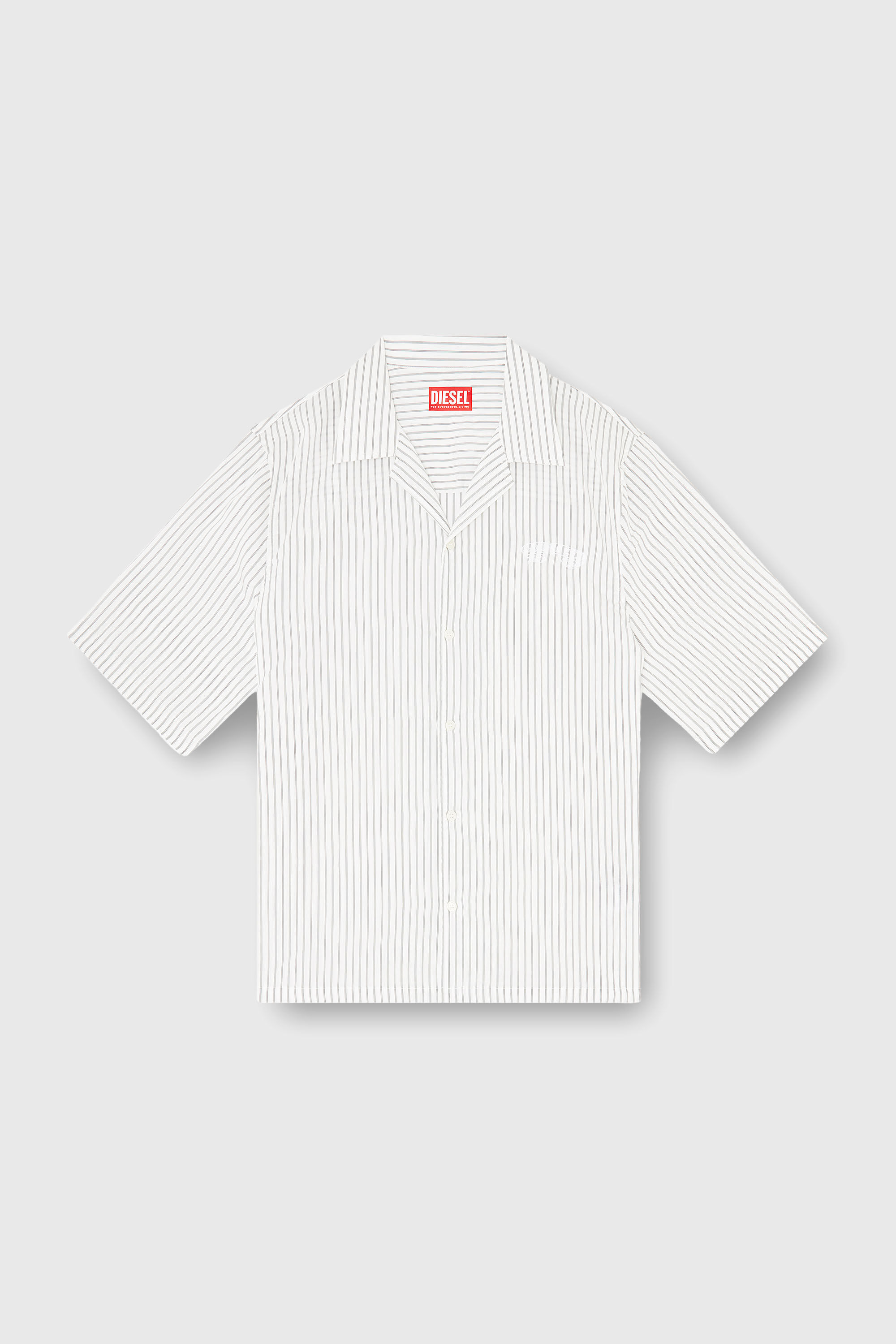 Diesel - S-MAC-EFBV, Male's Half-sleeve shirt in pinstripe modal in White/Grey - 2