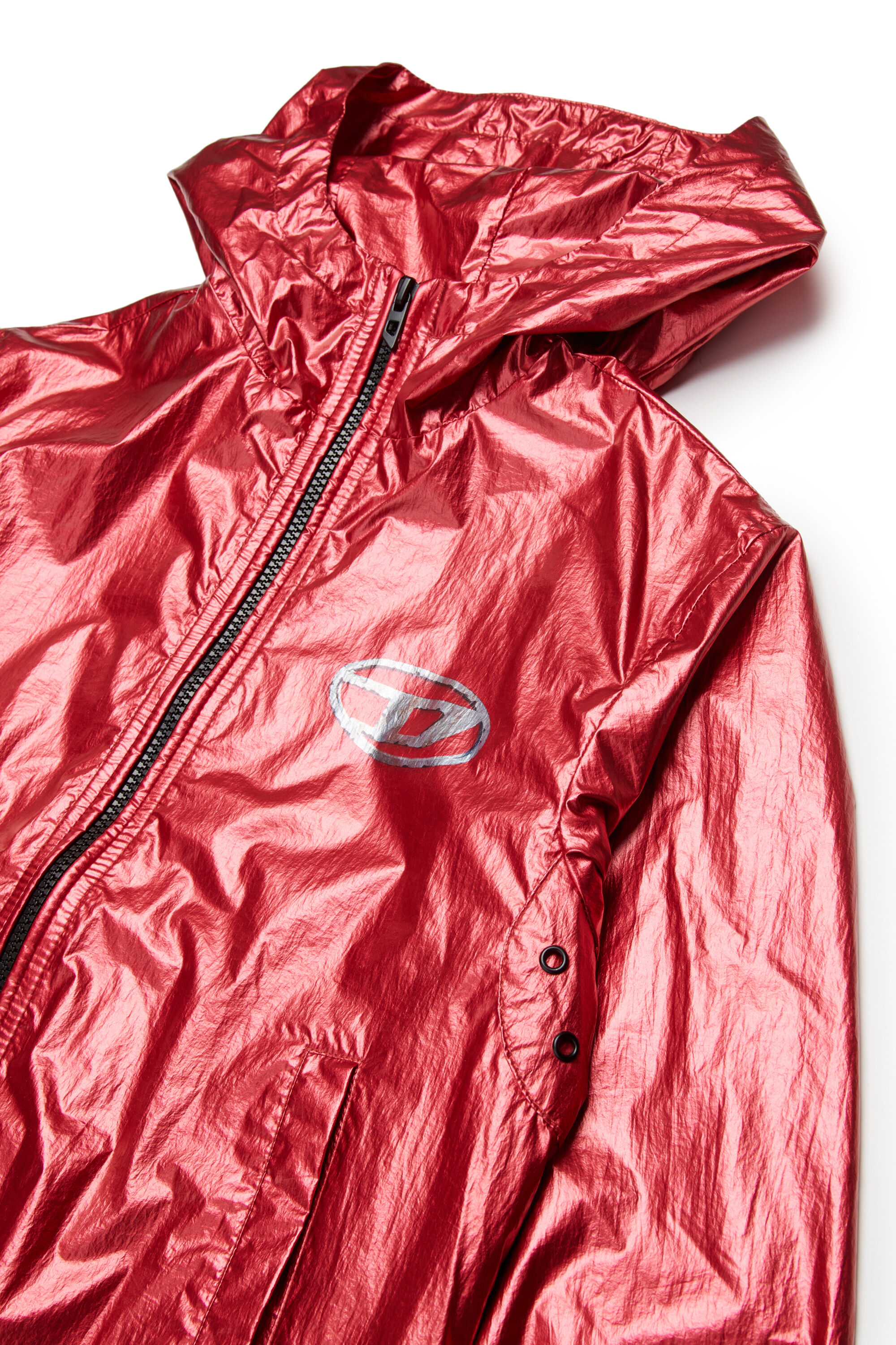 Diesel - JAOTTE, Unisex's Nylon hooded jacket with shiny finish in Red - 3