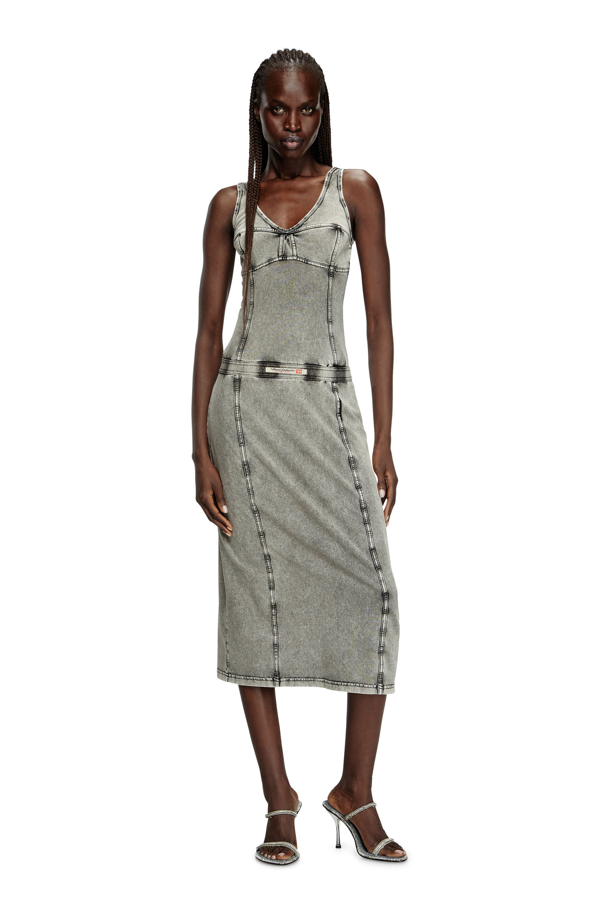 ワンピース DIESEL Woman Dress Grey A165910NJBJ 02B Women's Sleeveless midi dress with denim effect | Grey | Diesel