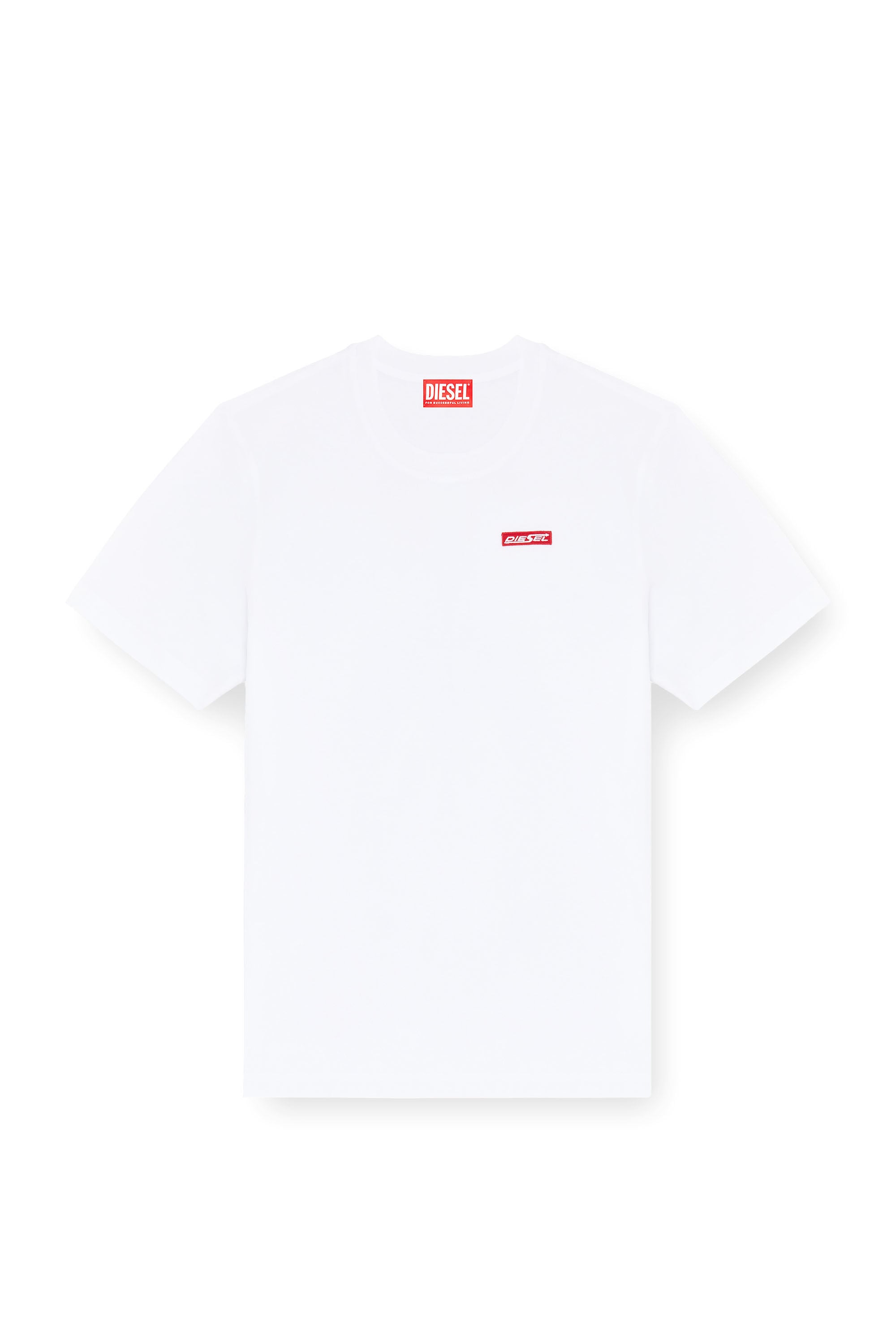 Diesel - T-ADJUST-AA12, Man's Cotton T-shirt with logo patch in White - 2