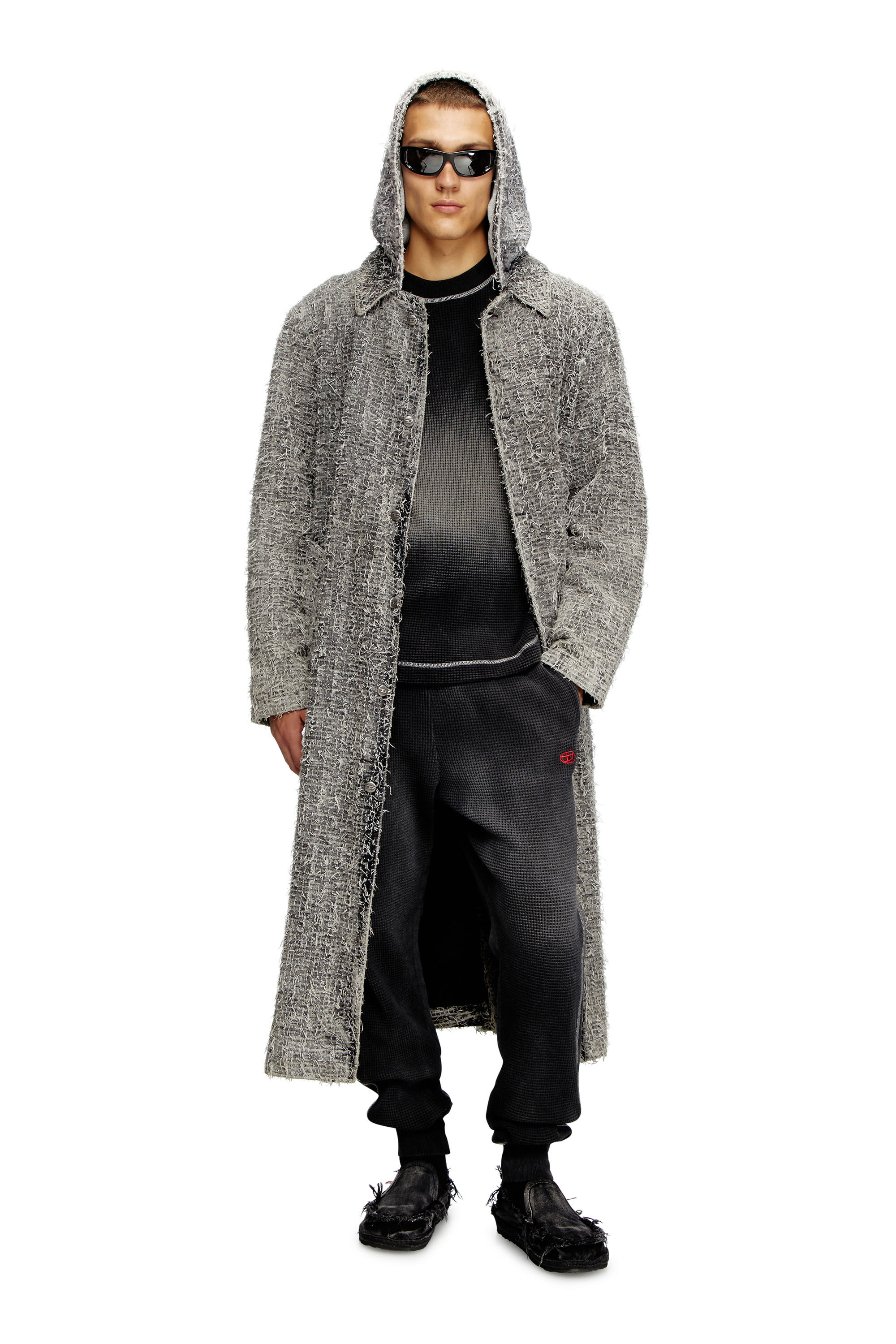 Men's Waffle and jersey half-sleeve sweatshirt | Black | Diesel