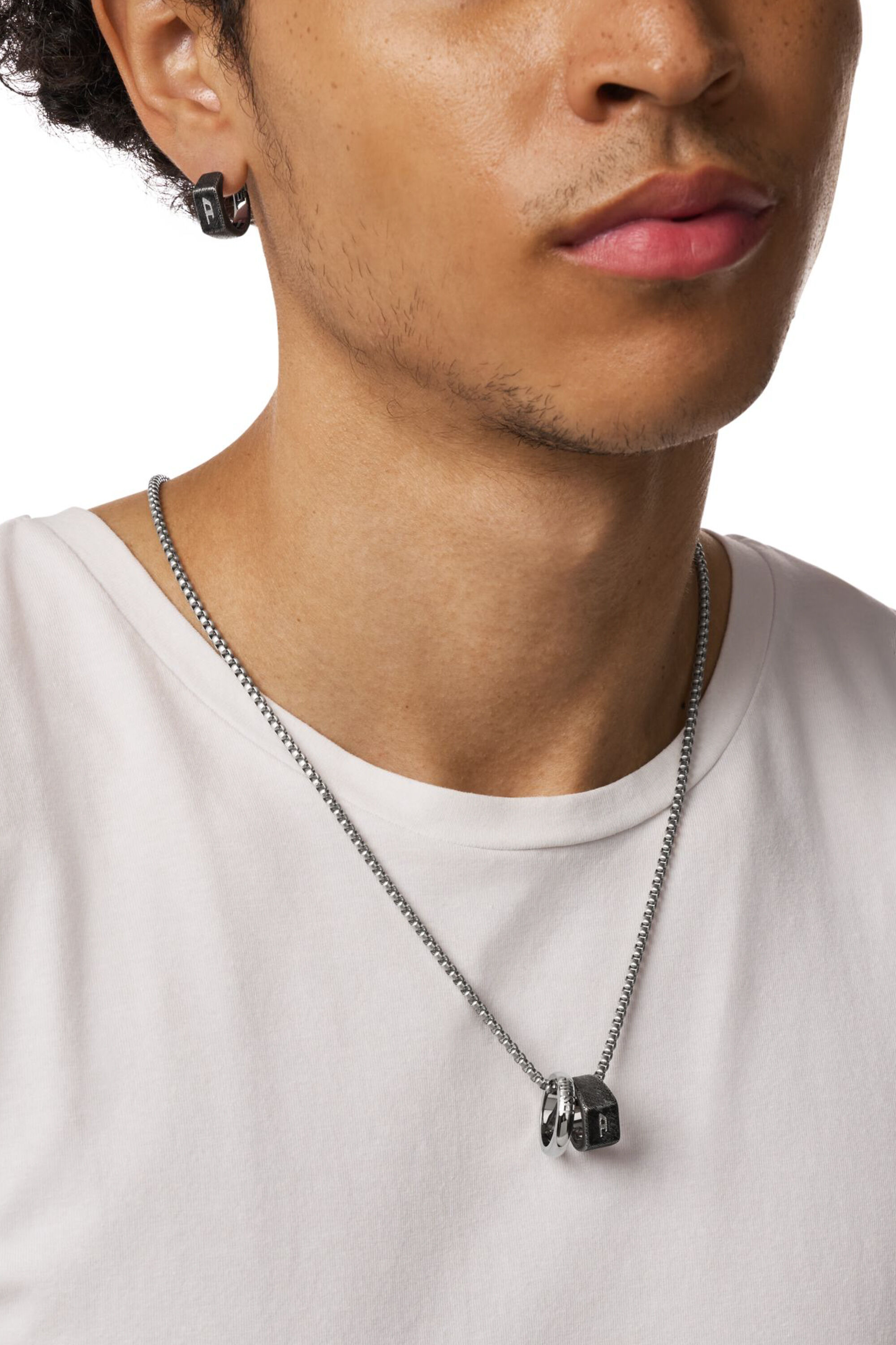 Women's Stainless steel necklace and earring set | Silver | Diesel
