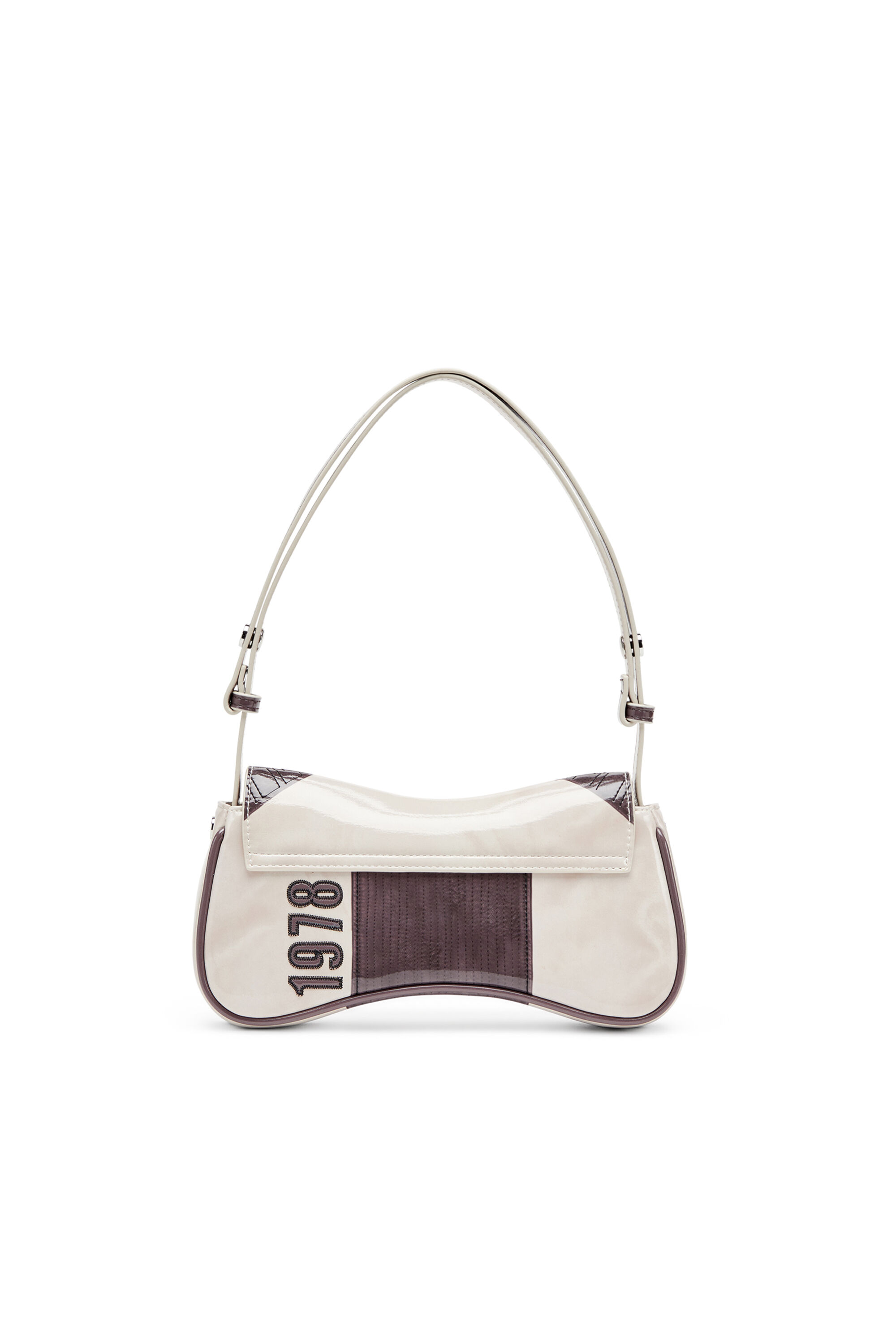 Diesel - PLAY CLUTCH, Female's Play-Glossy clutch with biker details in Light Grey - 3