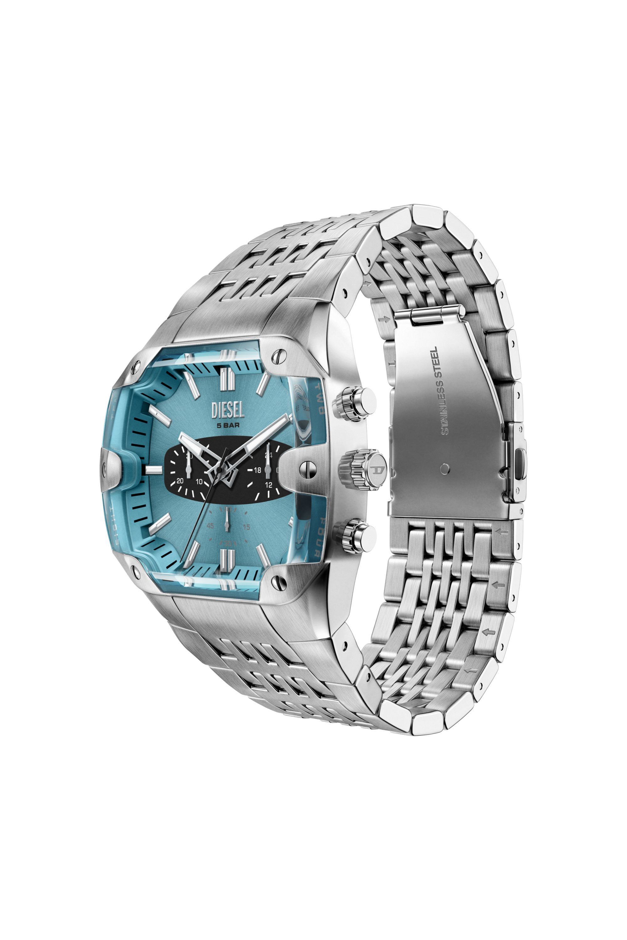 Diesel - DZ4725 WATCH, Reloj Spiked Cushion de acero inoxidable Hombre in Plateado - 5