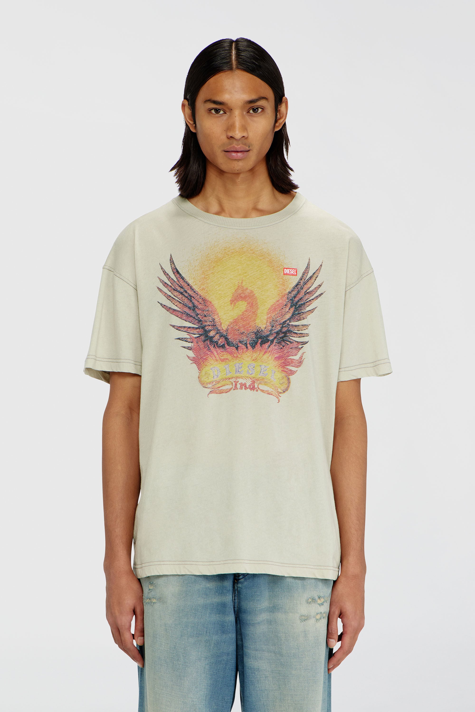Diesel - T-NORM-AA1, Camiseta regular con estampado de f&eacute;nix Hombre in Beige - 3