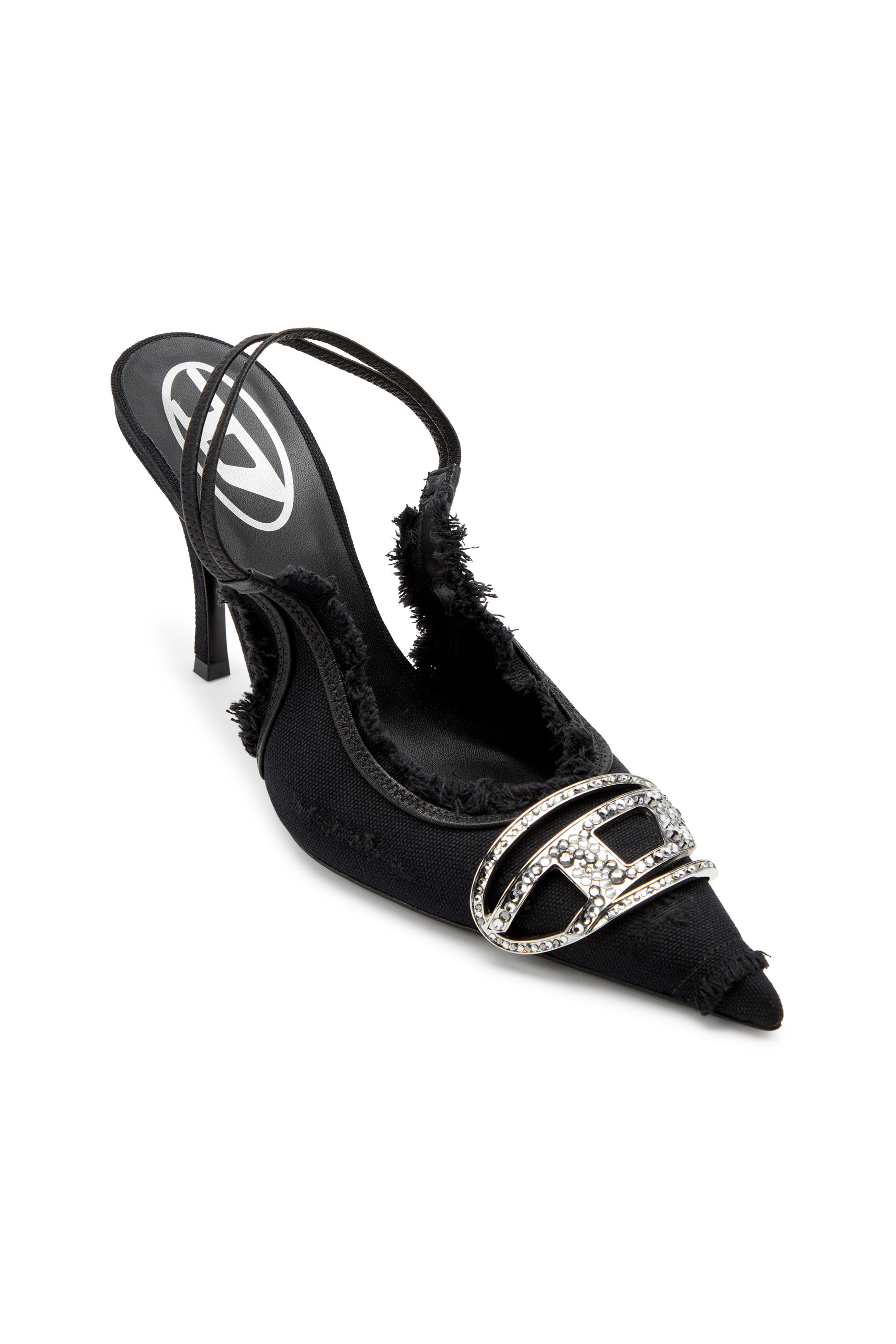 Diesel - D-VENUS SB, Female's D-Venus-Slingback pumps in distressed canvas in Black - 4