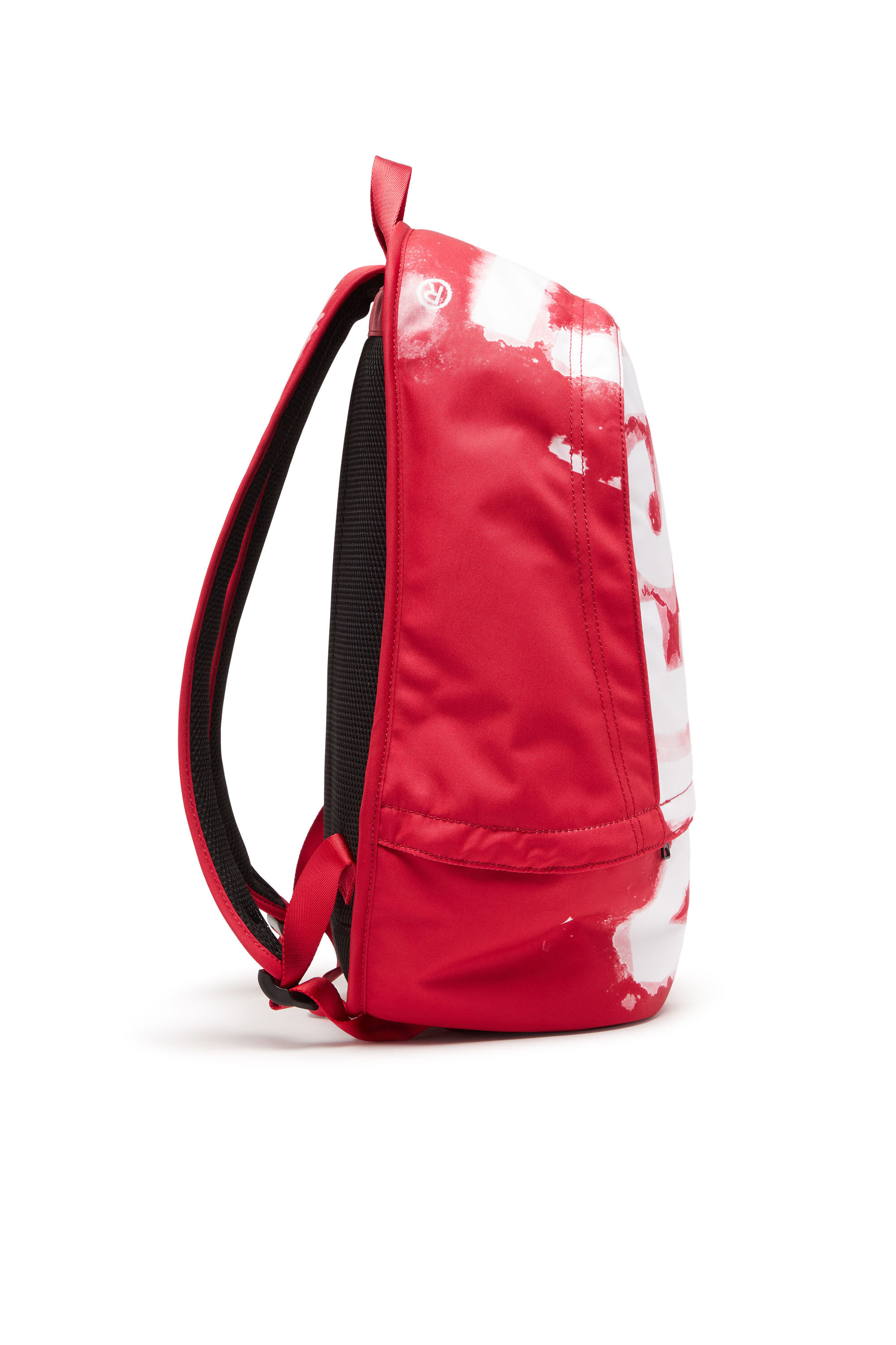 Diesel - RAVE BACKPACK X, Rave Backpack X - Sac à dos en tissu avec imprimé à logo Homme in Rouge - 4