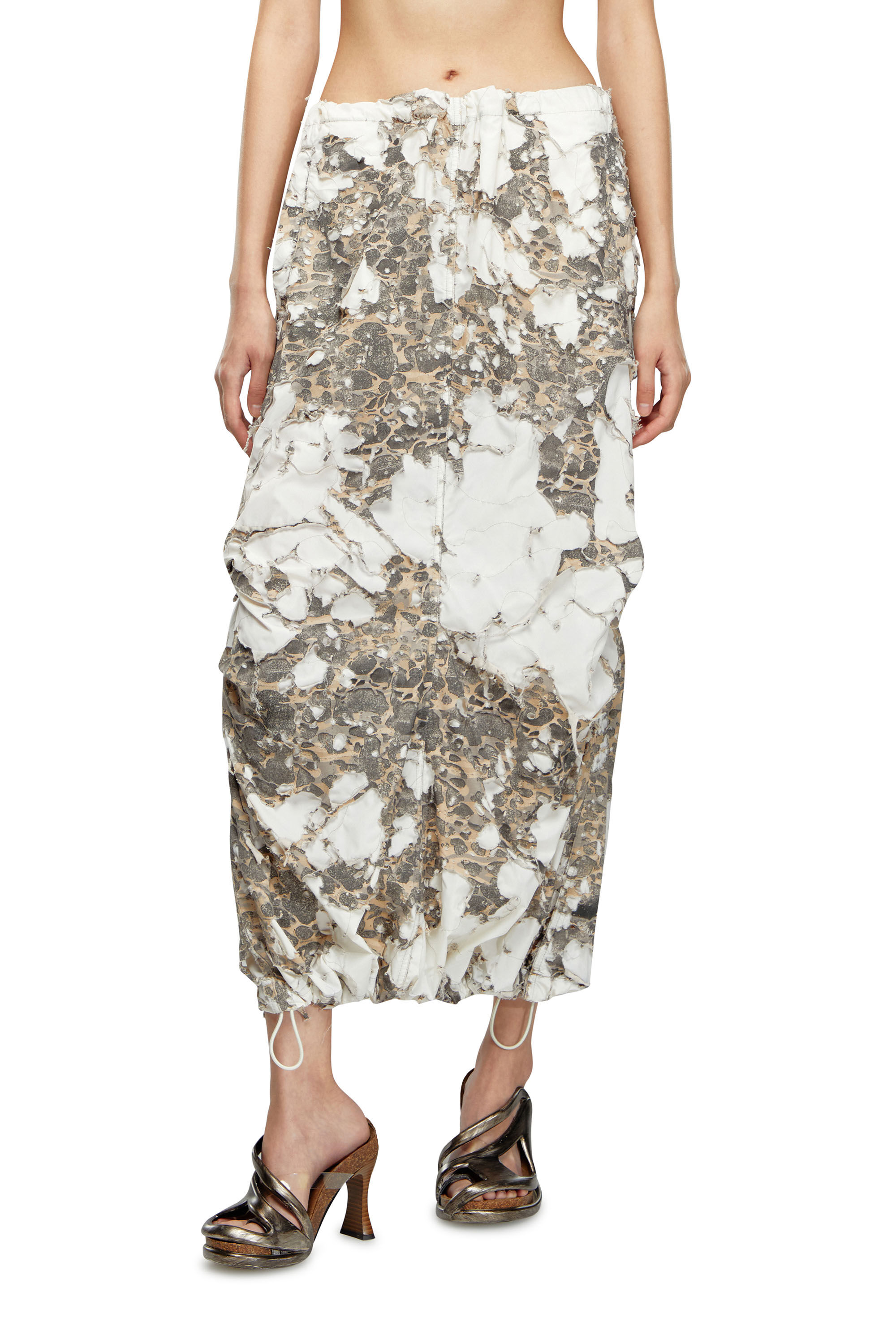 Diesel - O-HOCKYS, Female's Long skirt with destroyed camo layer in White - 3