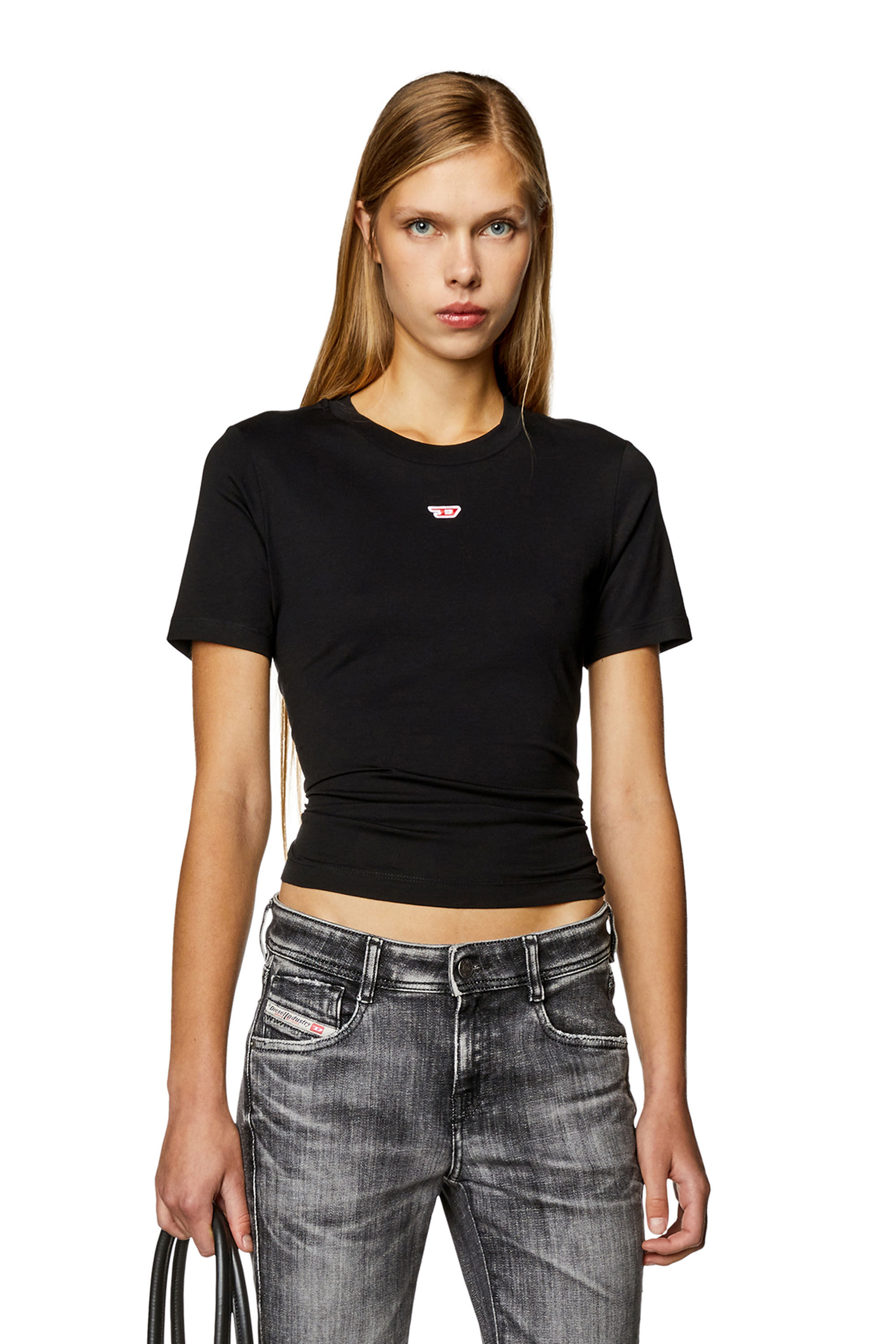 Diesel - T-REG-D, Female's T-shirt with mini logo patch in Black - 3