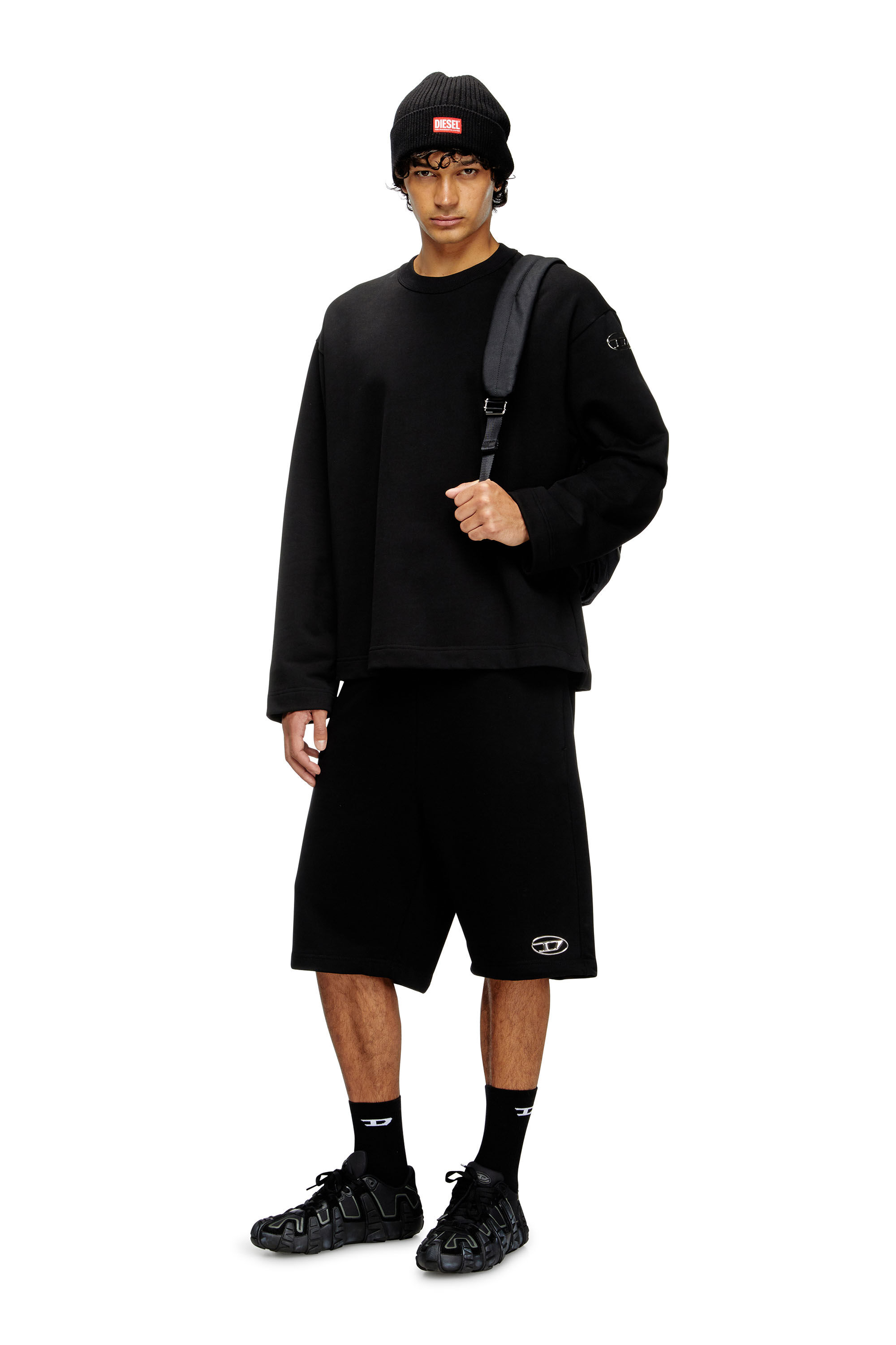 Men's Sweatshirt with metallic logo | Black | Diesel