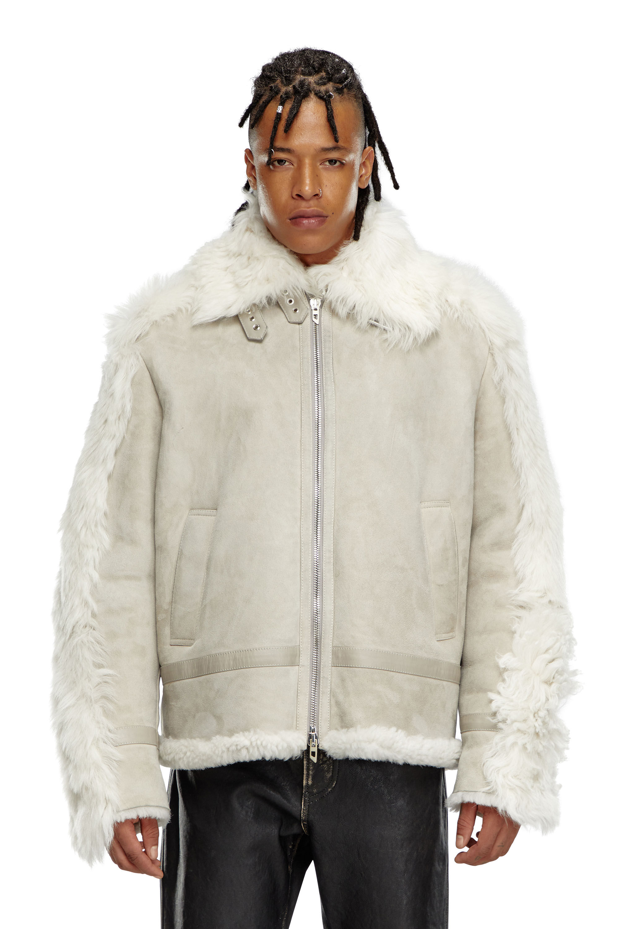 Diesel - L-OMER, Male's Shearling jacket in Grey - 6