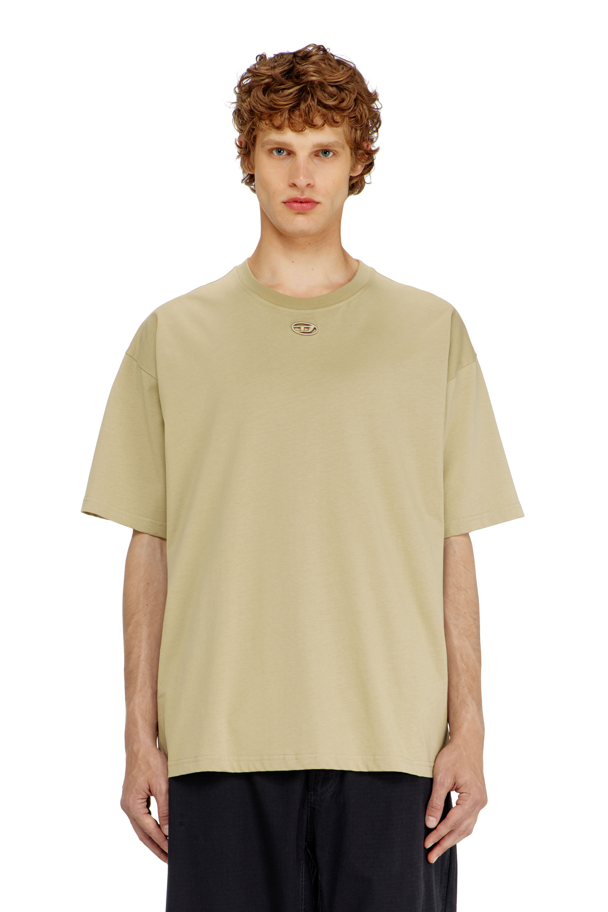 Diesel - T-BOXT-DCO, Camiseta de algod&oacute;n relajada con bordado Oval D Hombre in Beige - 3
