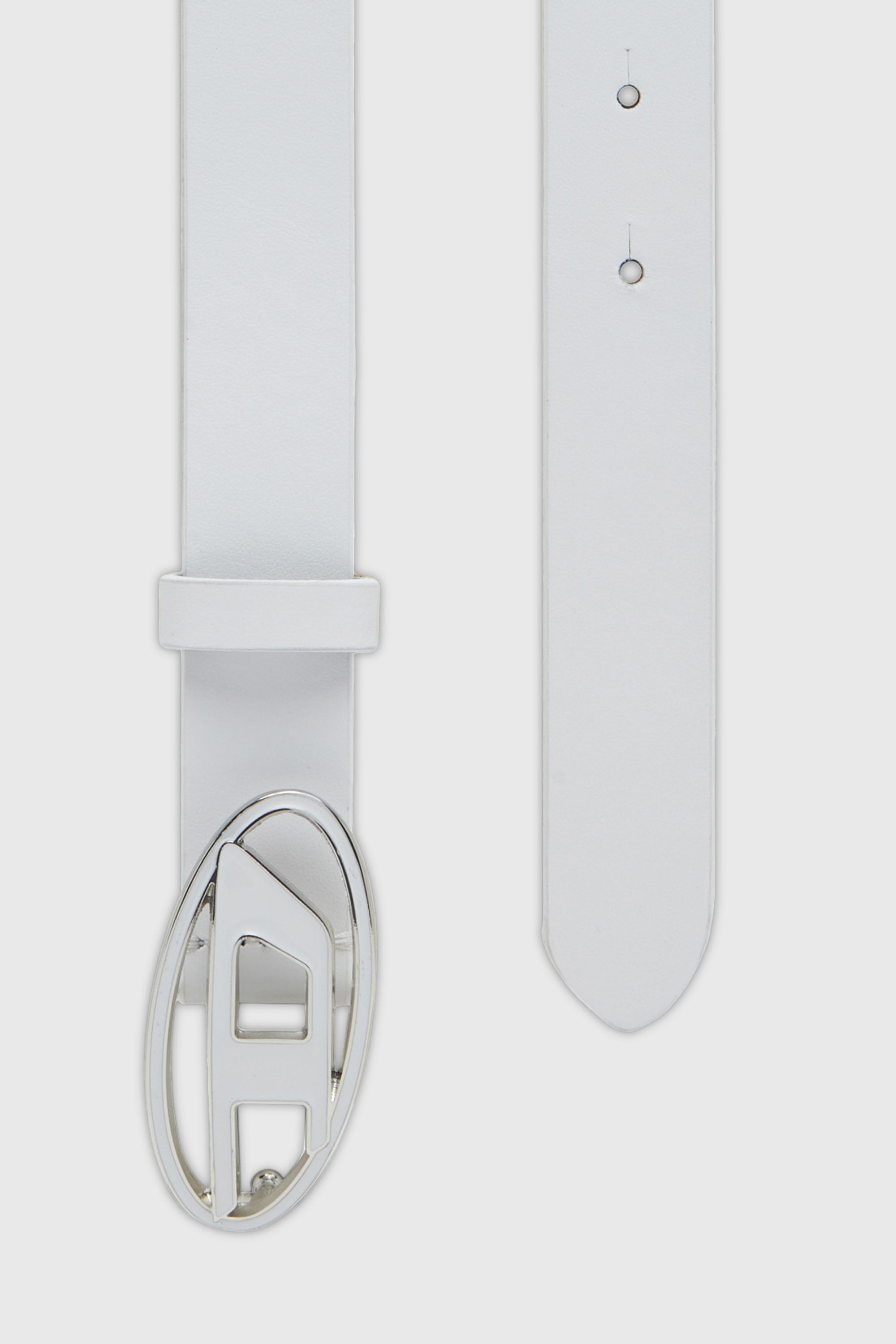 Women's 2.4cm leather belt with enamelled Oval D buckle | White