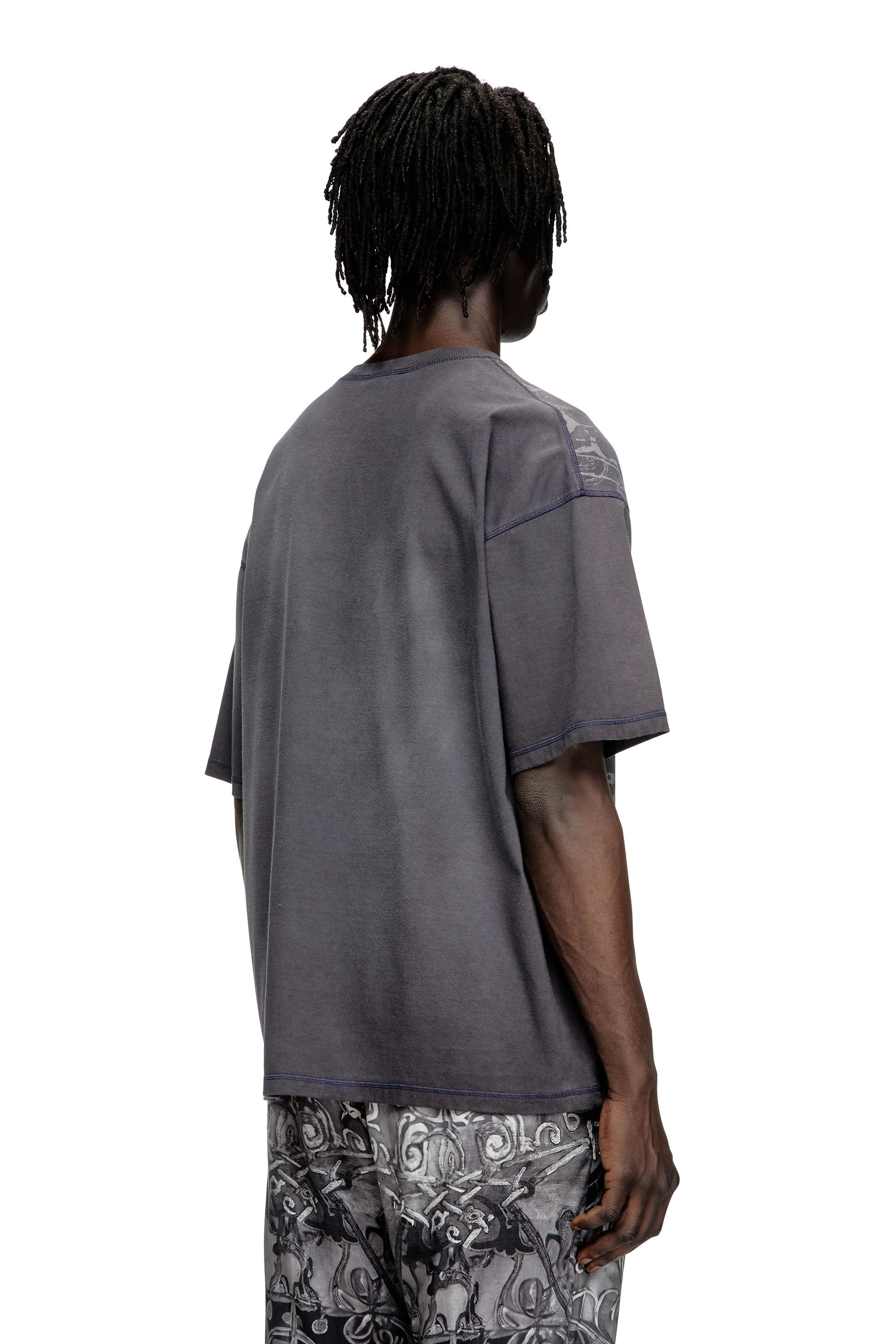 Diesel - T-BOXT-T13, Male's T-shirt with tonal medieval print in Black - 4