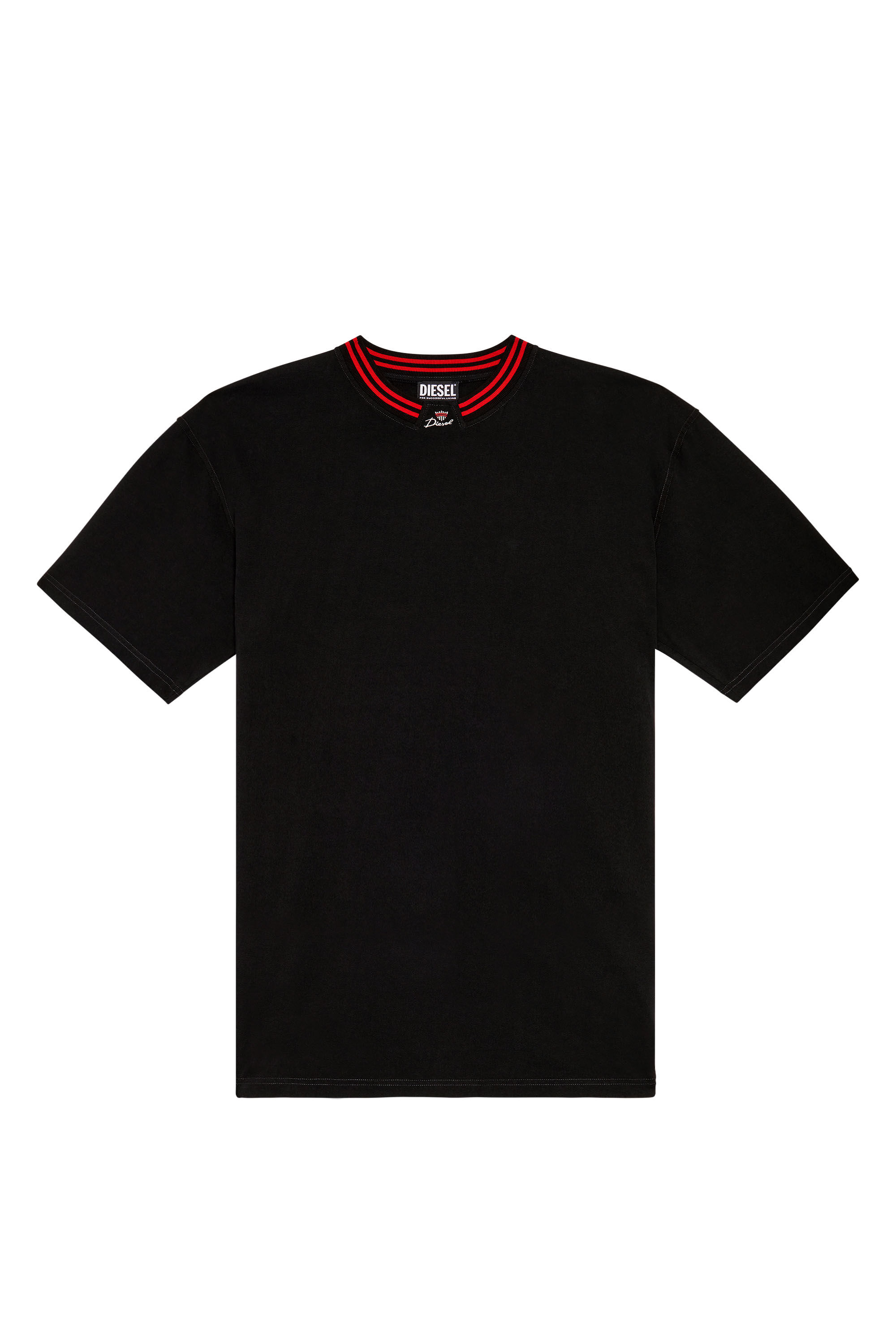 Diesel - T-KROWN, Male's T-shirt with logo neck in Black - 2