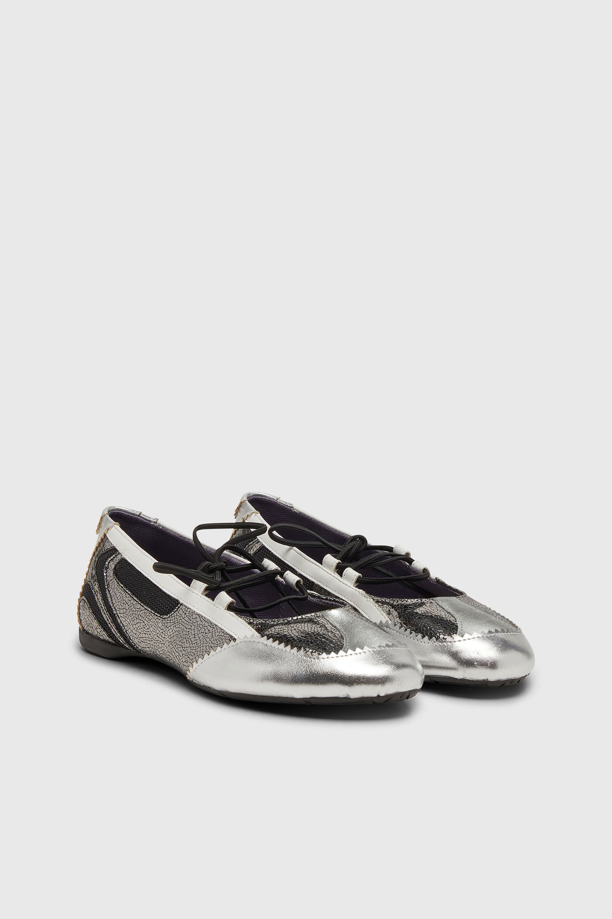 Women's D-Mile-Metallic lace-up ballet flats | Silver | Diesel