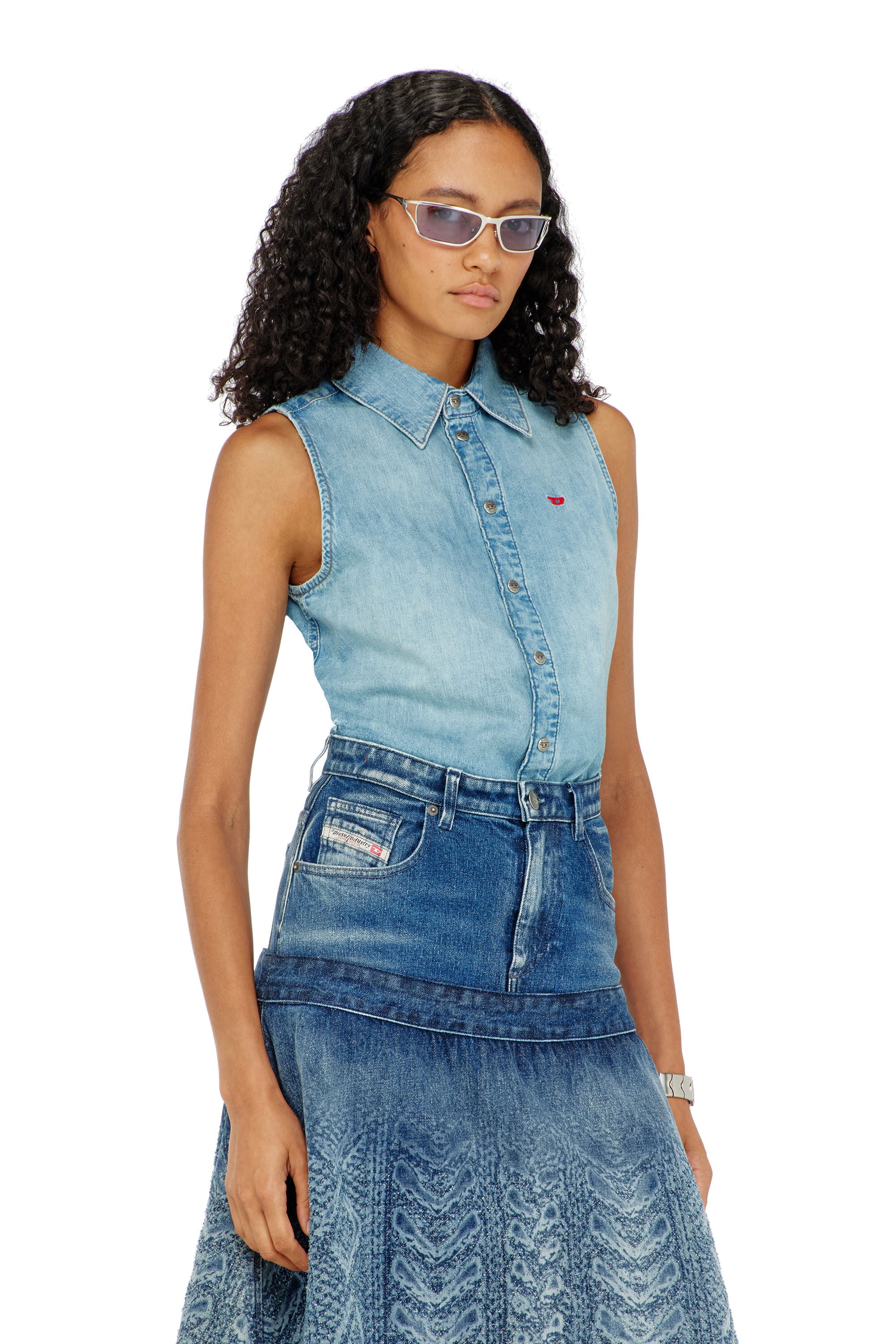 Diesel - DE-EAZY-SL, Camisa vaquera sin mangas Mujer in Azul marino - 3
