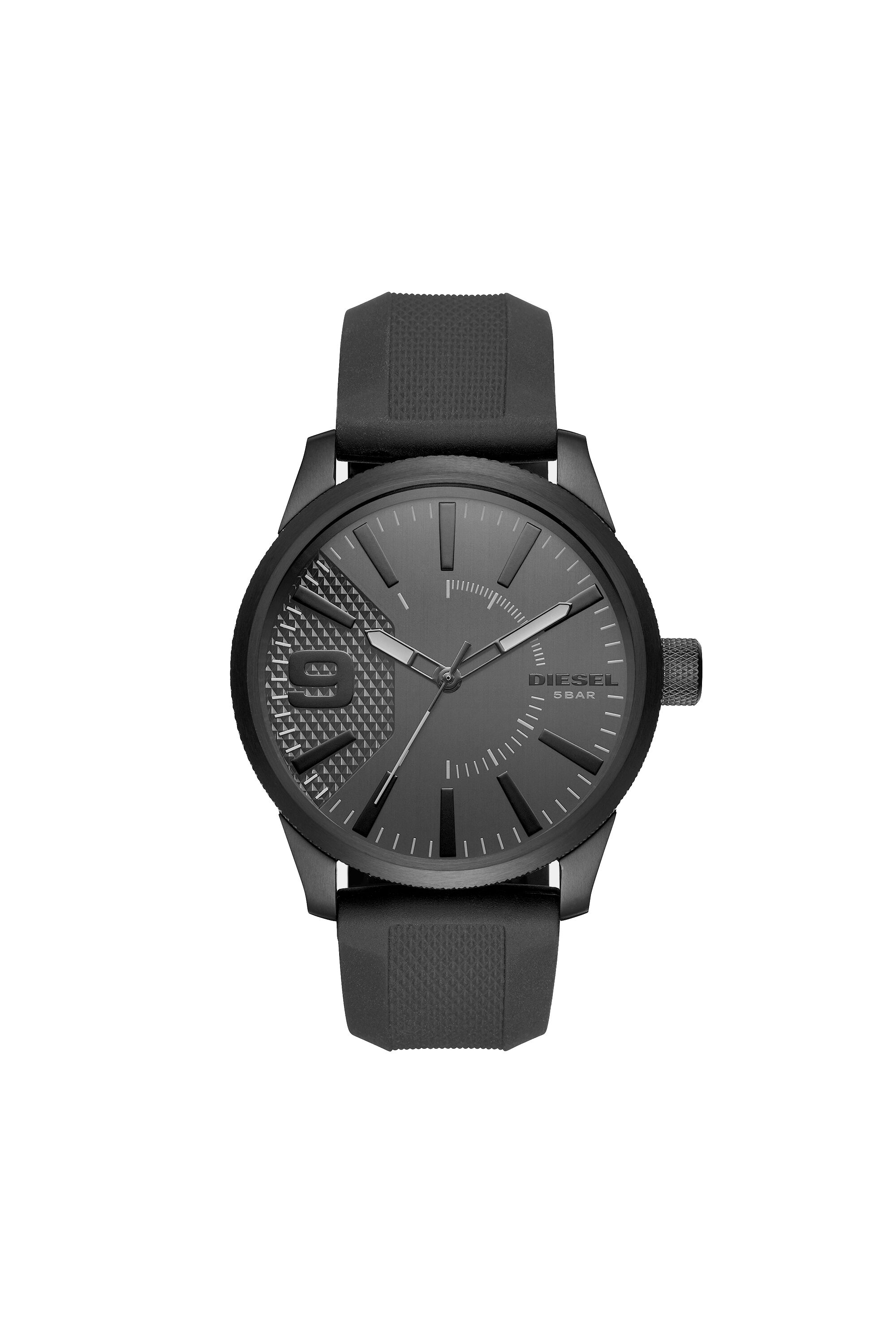 Diesel - DZ1807, Rasp montre en silicone noire, 46 mm Homme in Noir - 1