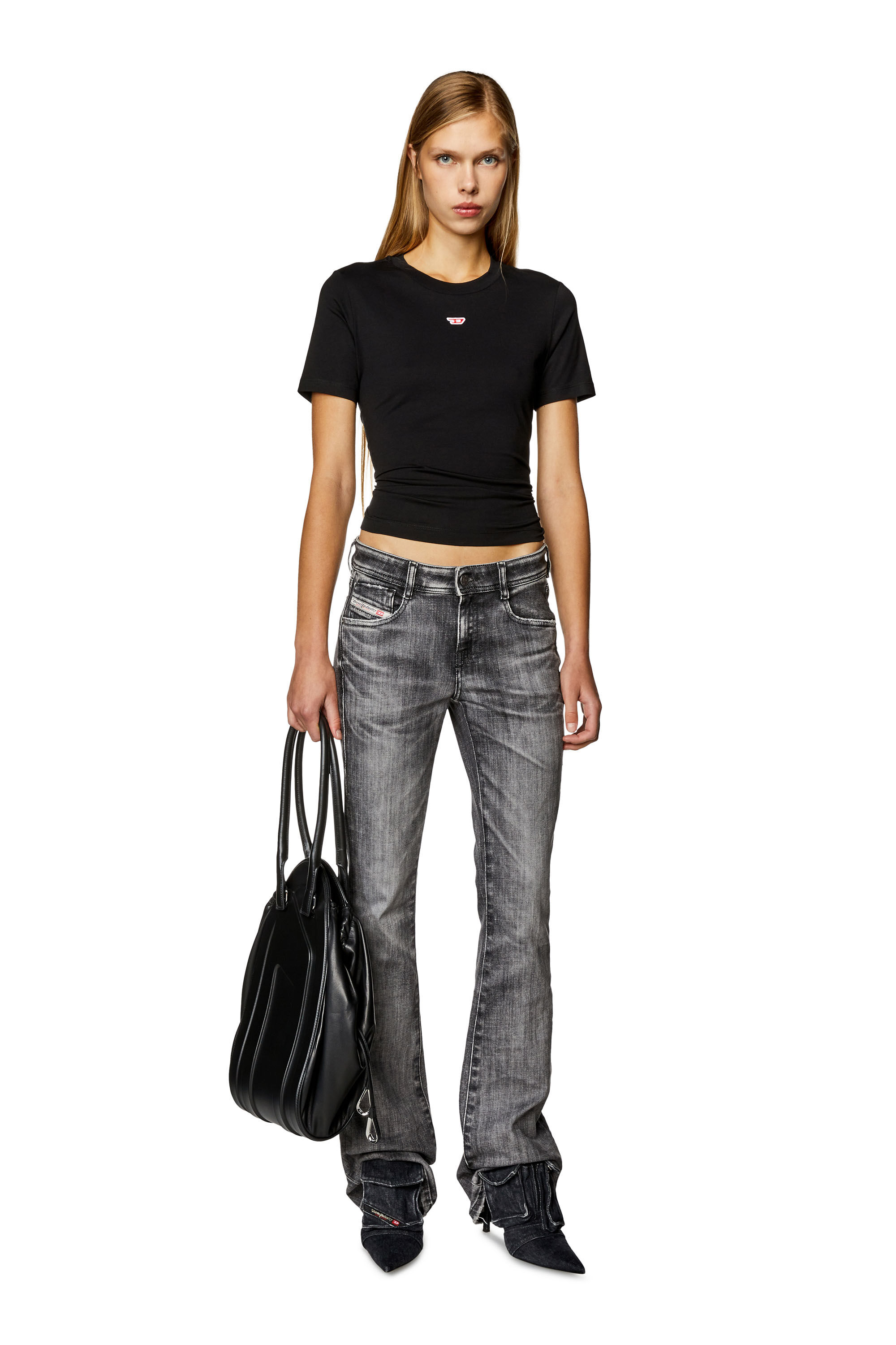 Diesel - T-REG-D, Female's T-shirt with mini logo patch in Black - 1