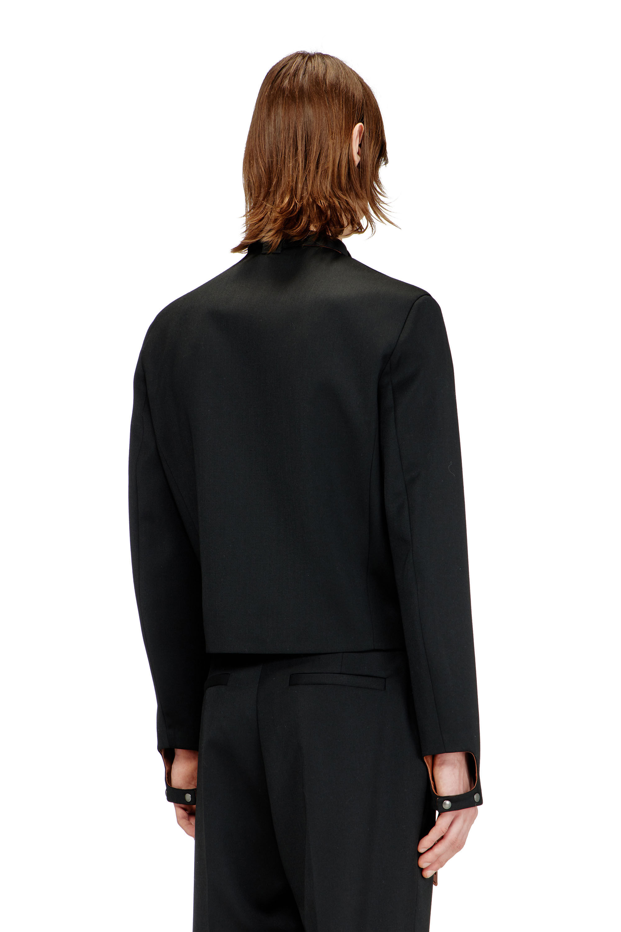 Men's Tailored jacket with biker neck strap | Black | Diesel