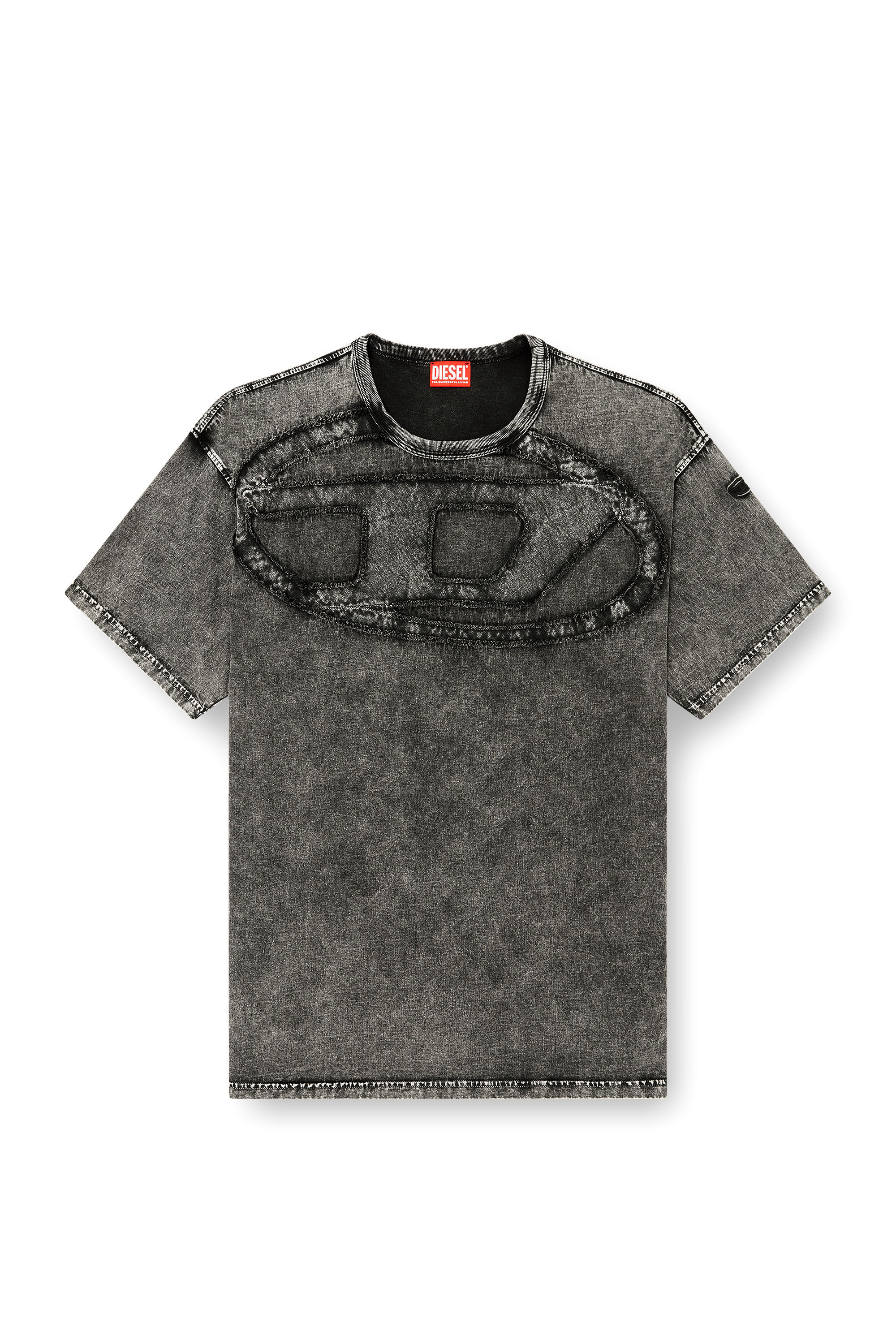 Men's Relaxed cotton T-shirt with Oval D applique | Black | Diesel US