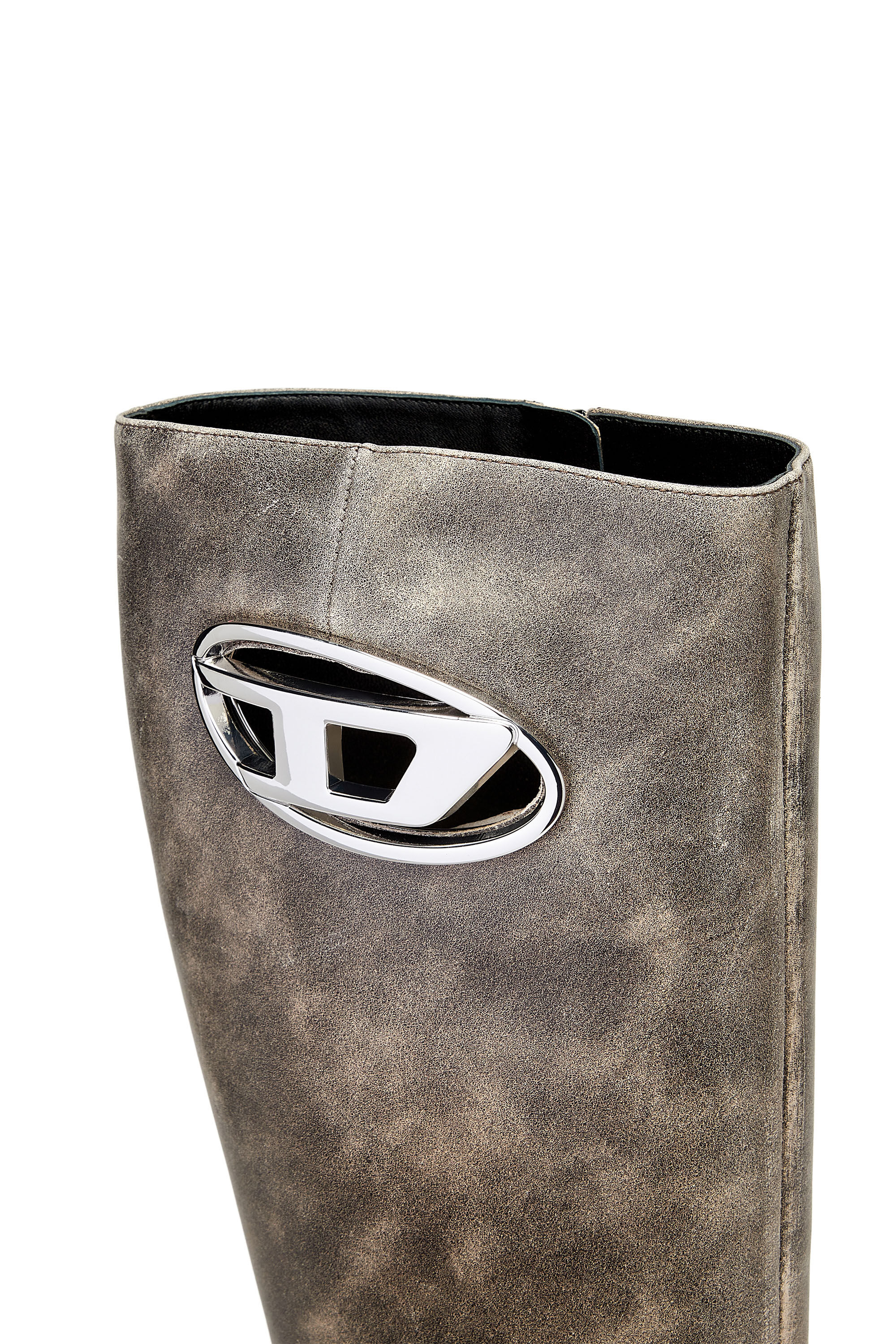 Diesel - D-VENUS HBT, D-Venus HBT - Bottes en cuir traité avec plaque Oval D Femme in Marron - 4