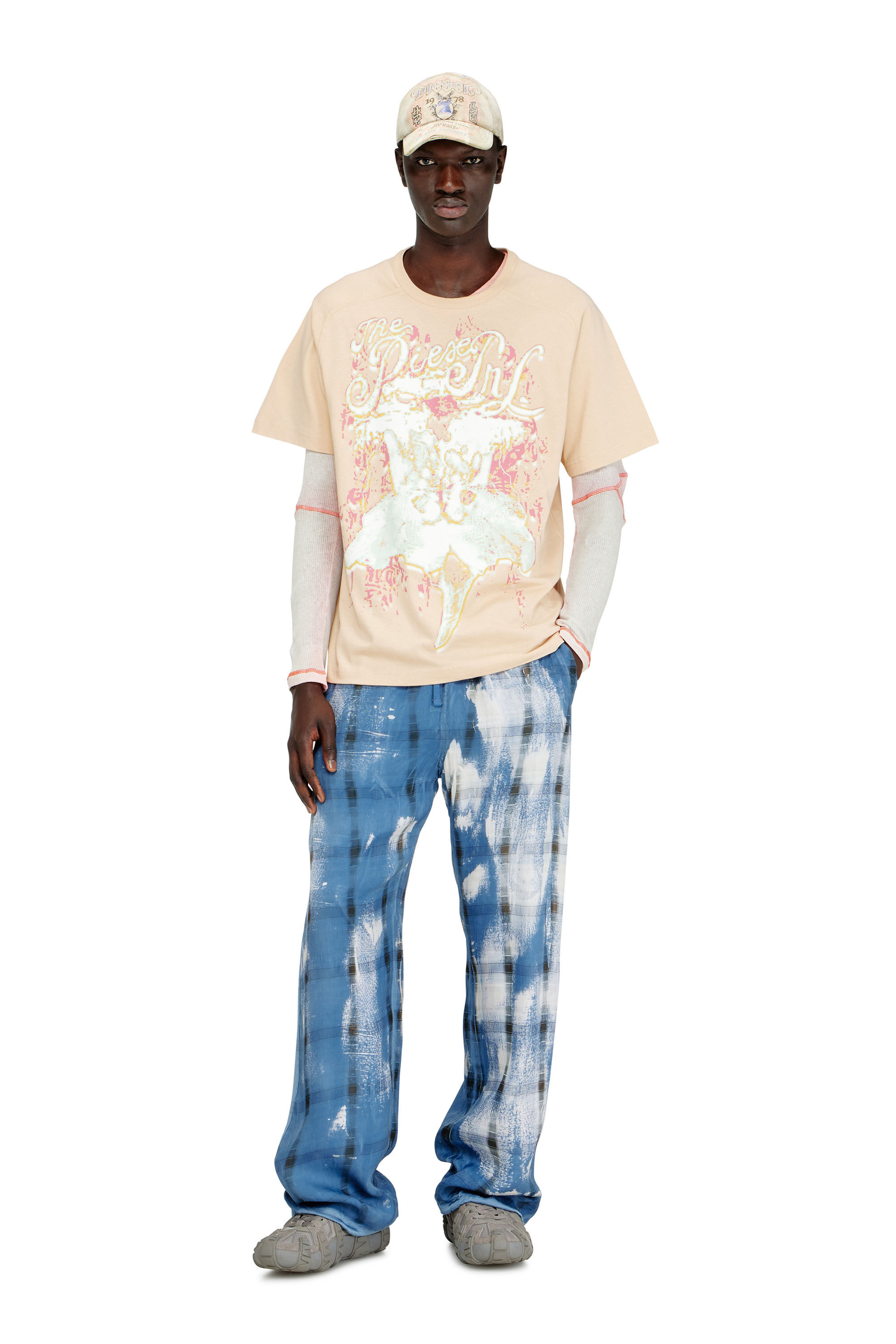 Men's Cotton T-shirt with graphic print | Pink | Diesel US