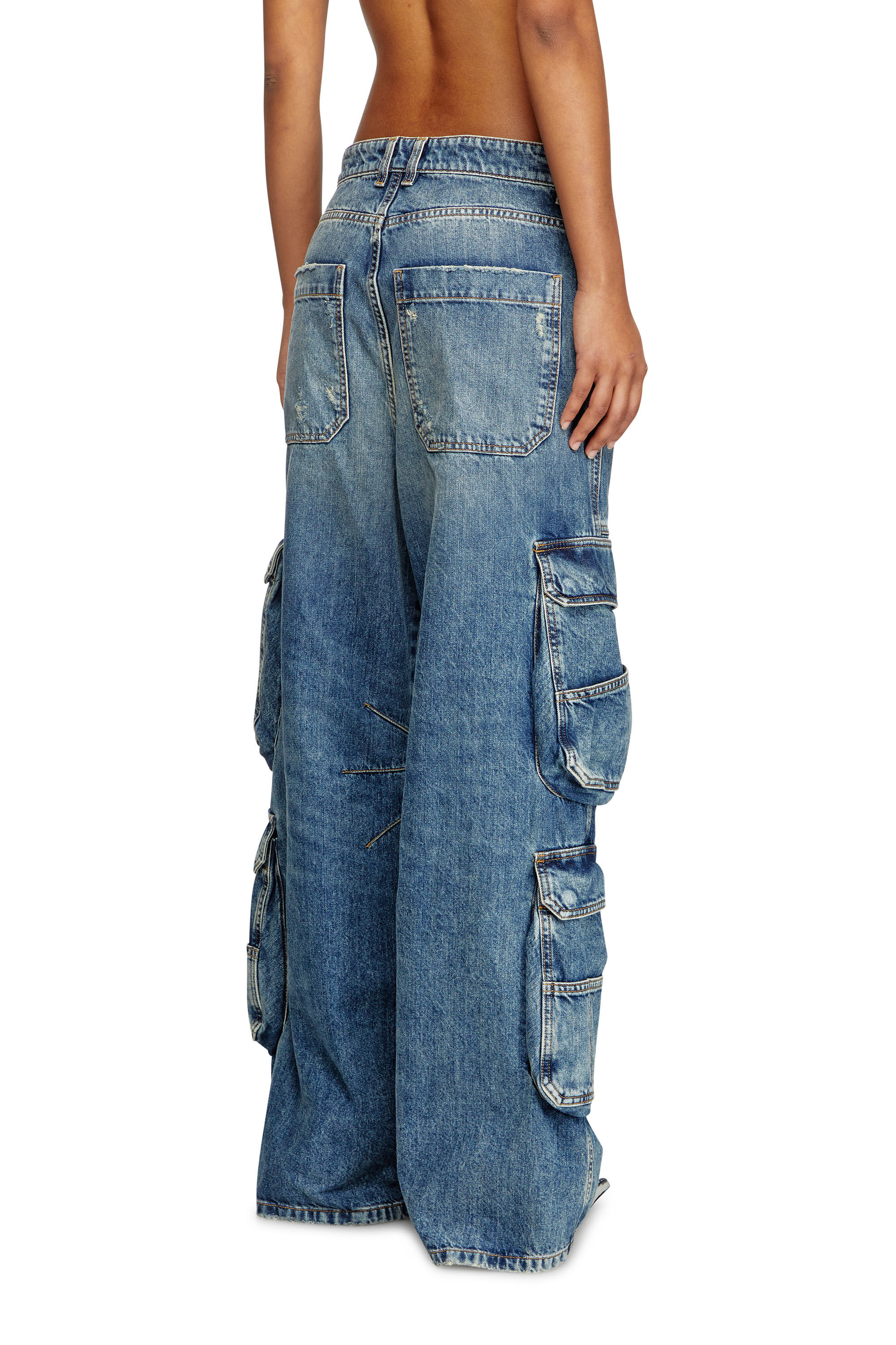 ★DIESEL★ 1996 D SIERRE DENIM PANTS BLUE A0692509H5701 1996 D-Sire Women: Cargo Jeans with pockets, medium blue