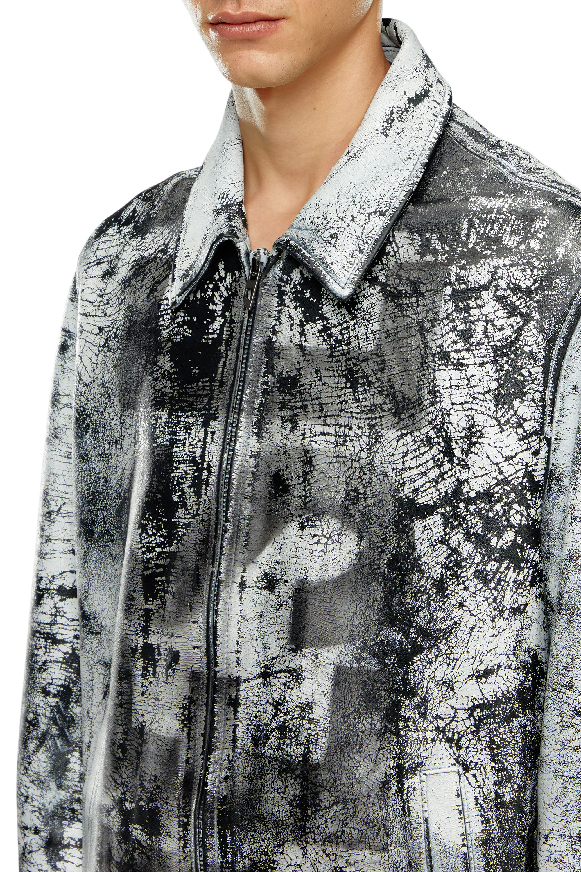 Diesel - L-PYLON-A, Veste blouson en cuir traité Homme in Polychrome - 4