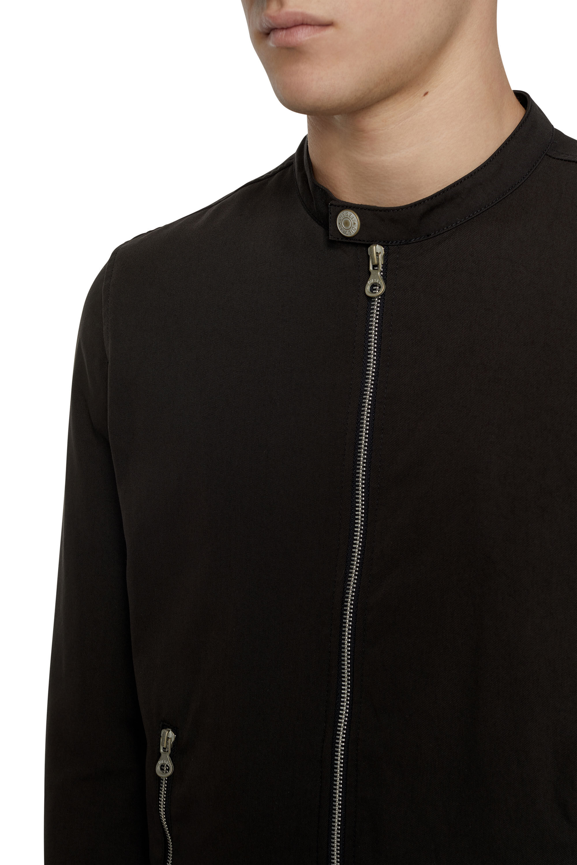Diesel - J-GLORY-NW, Male's Biker jacket in cotton-touch nylon in Black - 4
