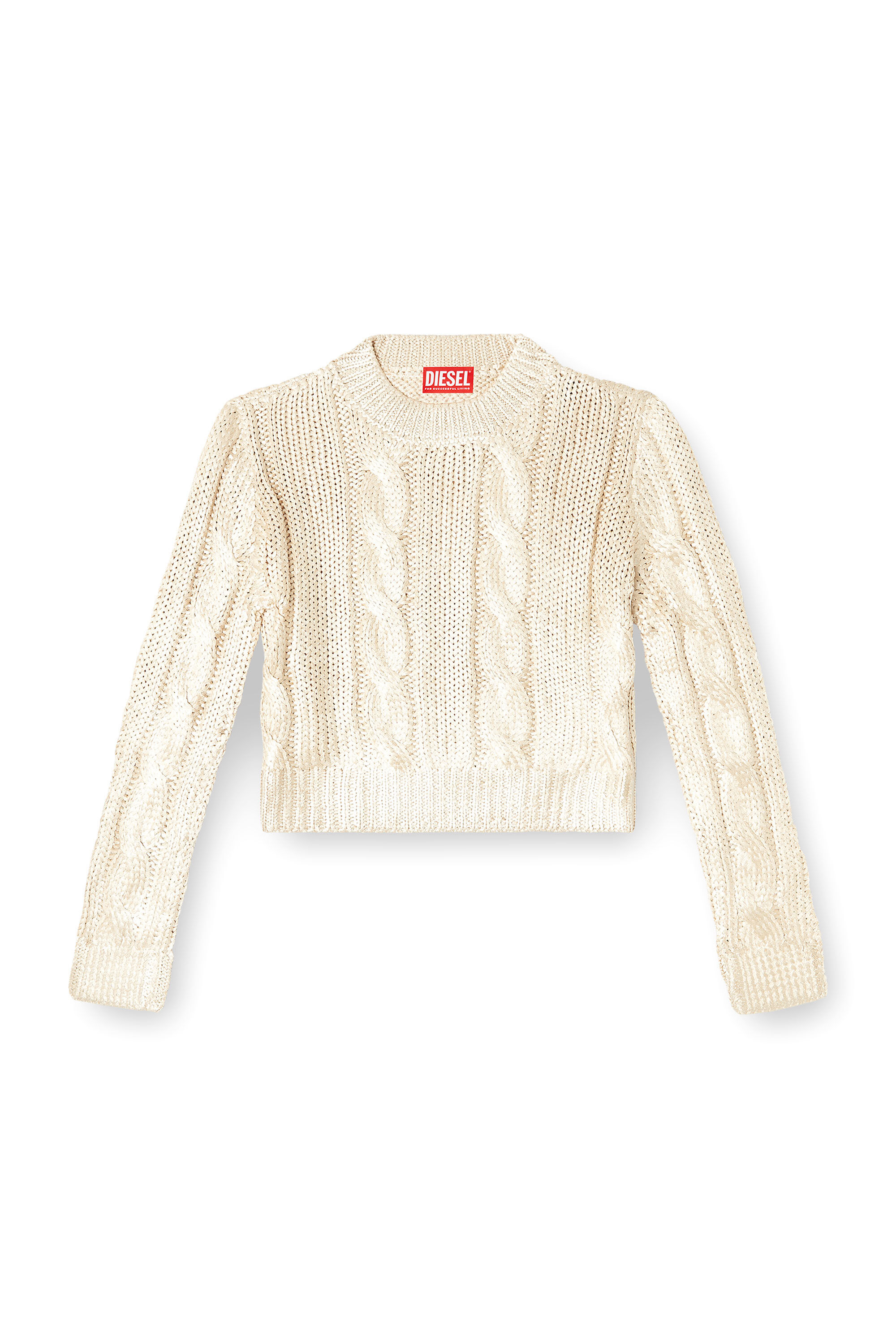 Diesel - M-MICCHA, Female's Cable-knit jumper with shiny effect in null - 2