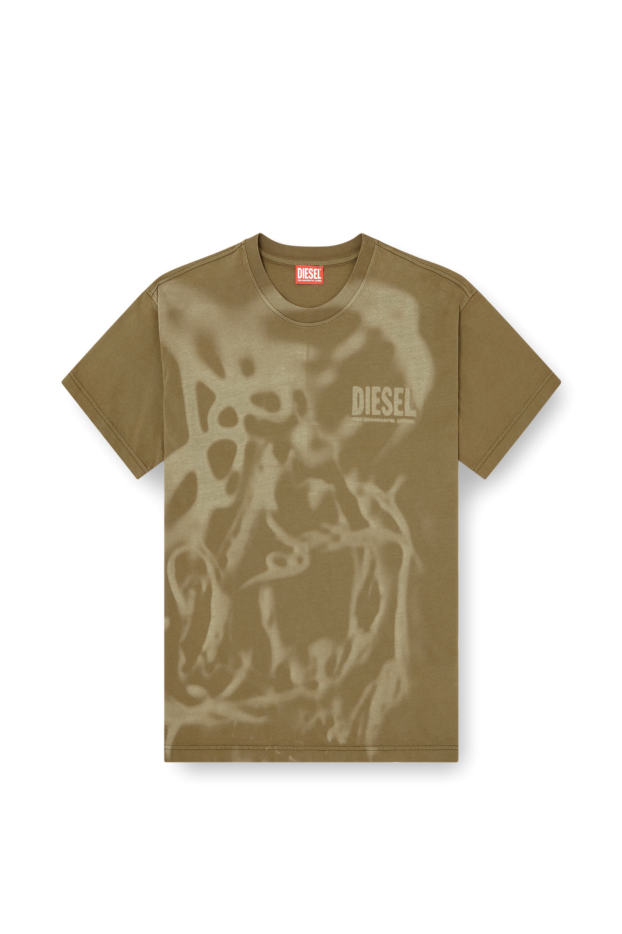 Men's Cotton T-shirt with laser print | Beige | Diesel