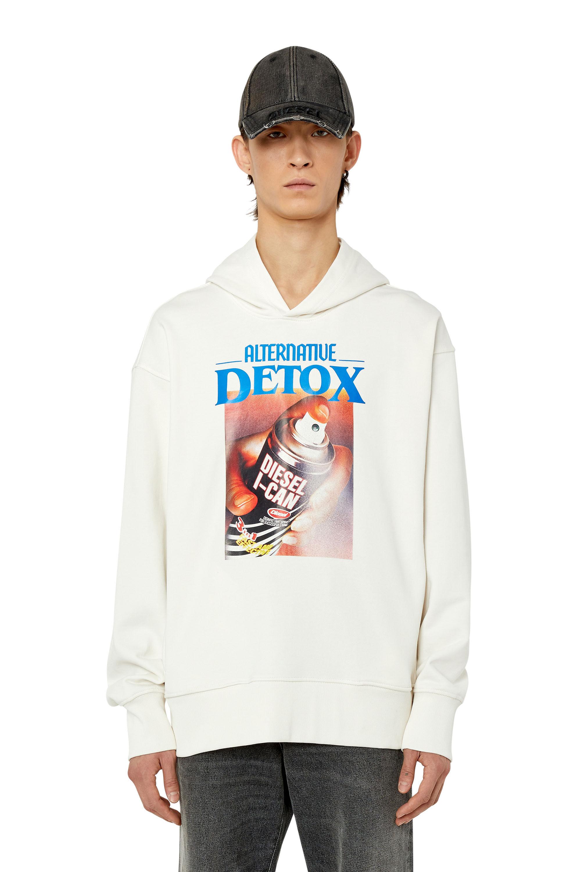 Diesel - S-MACSOUT-HOOD, Male's Hoodie with Diesel can print in White - 2