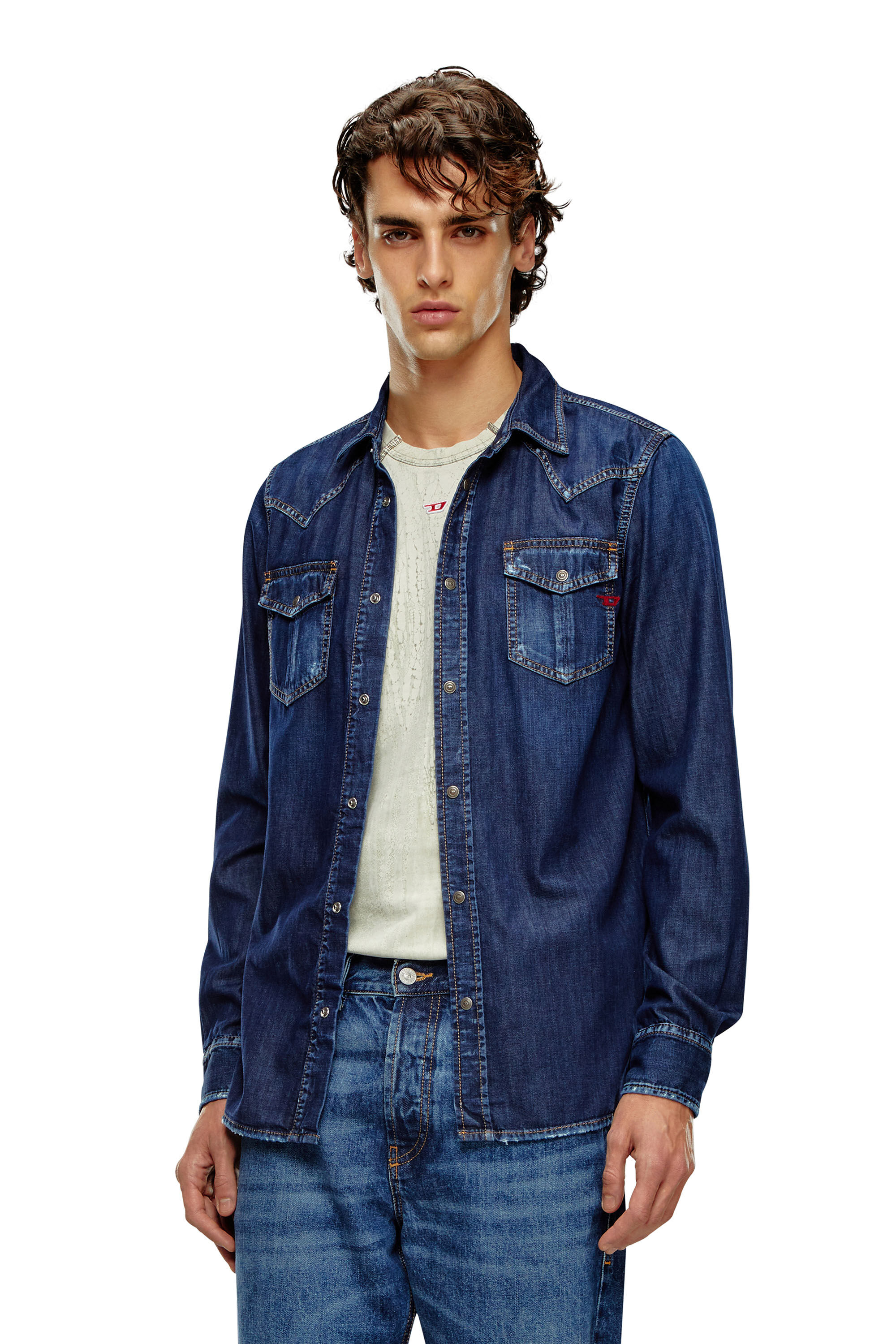 Diesel - D-VEGA, Surchemise en denim Homme in Bleu - 3