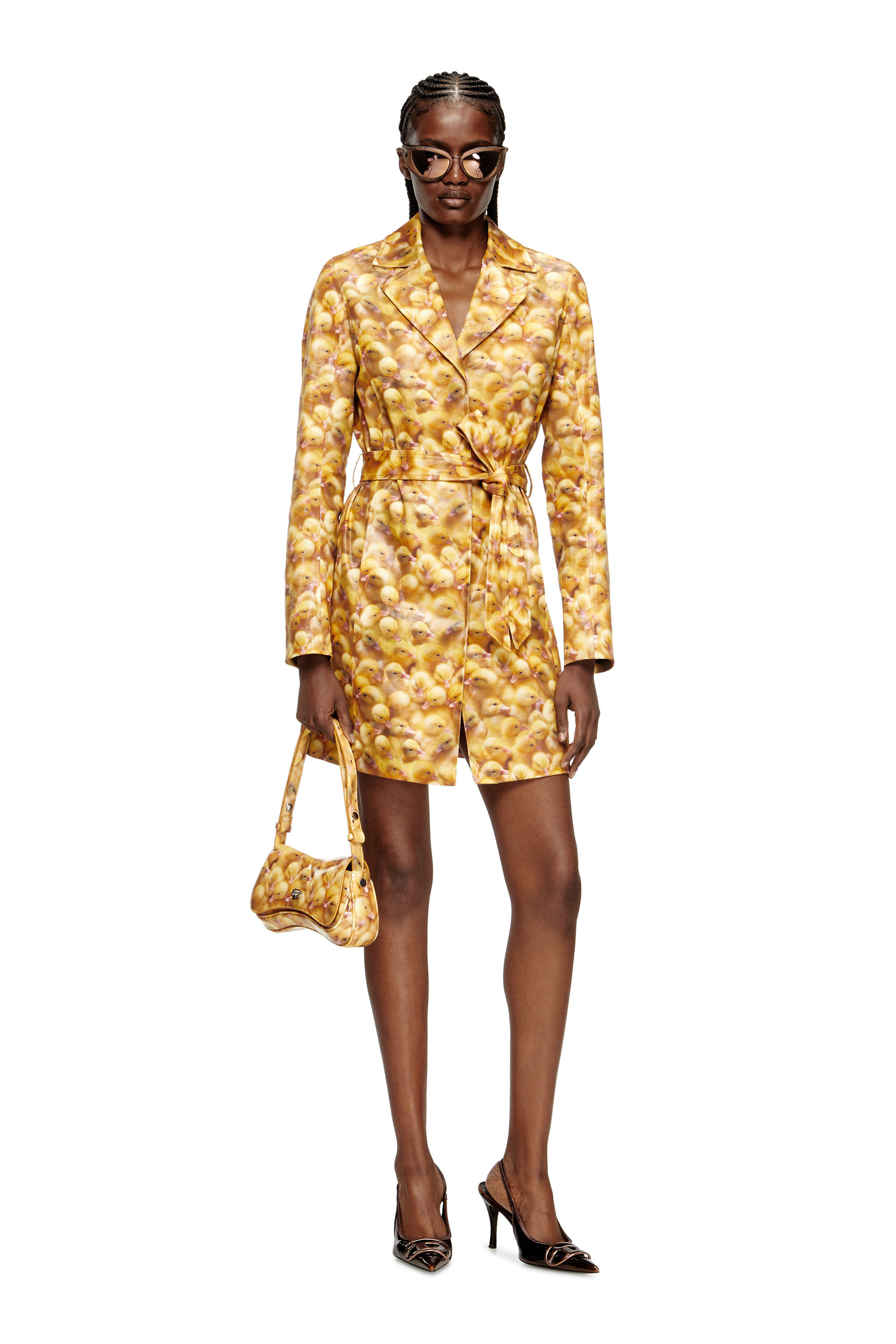 Diesel - G-OJI, Trench-coat à imprimé caneton Femme in Jaune - 3