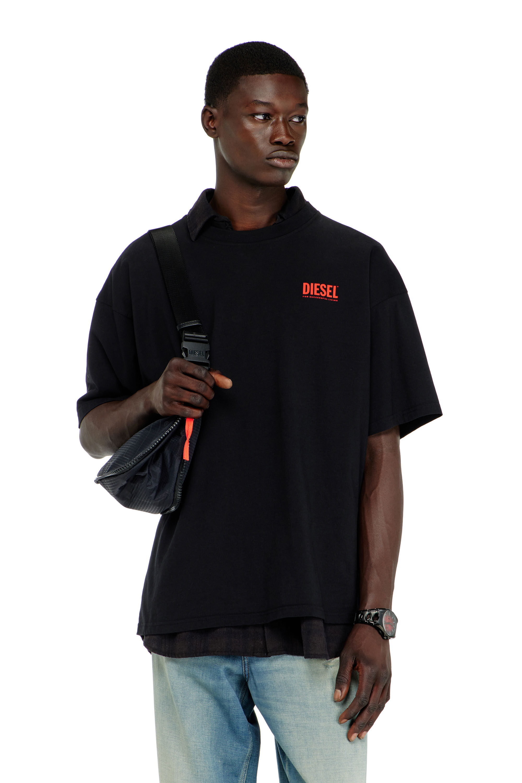 Mens Logo T Shirt in Black Cotton | Diesel® US