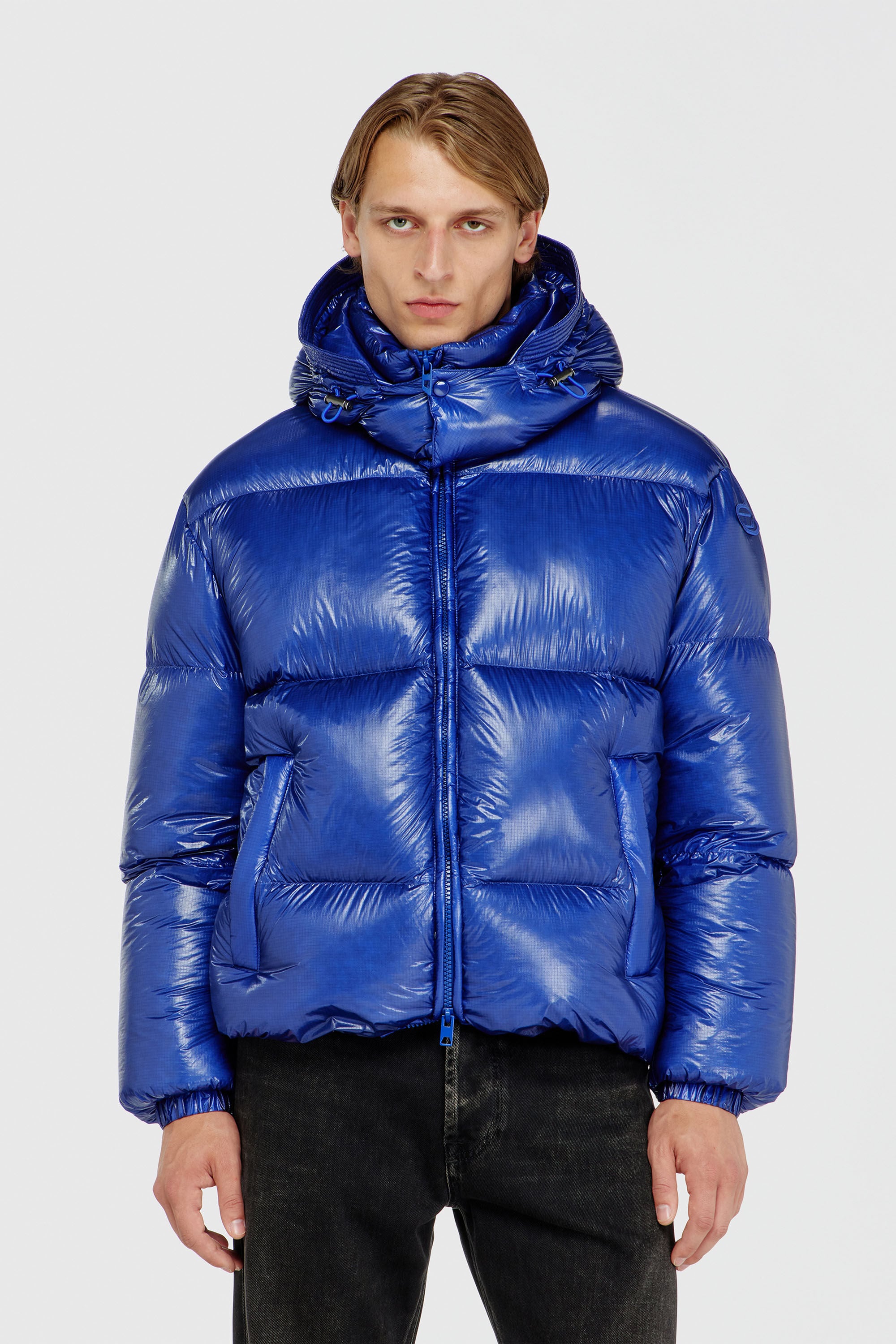 Diesel - W-ROLFYS-WRD-BKCP, Man's Down puffer jacket with detachable hood in Blue - 6