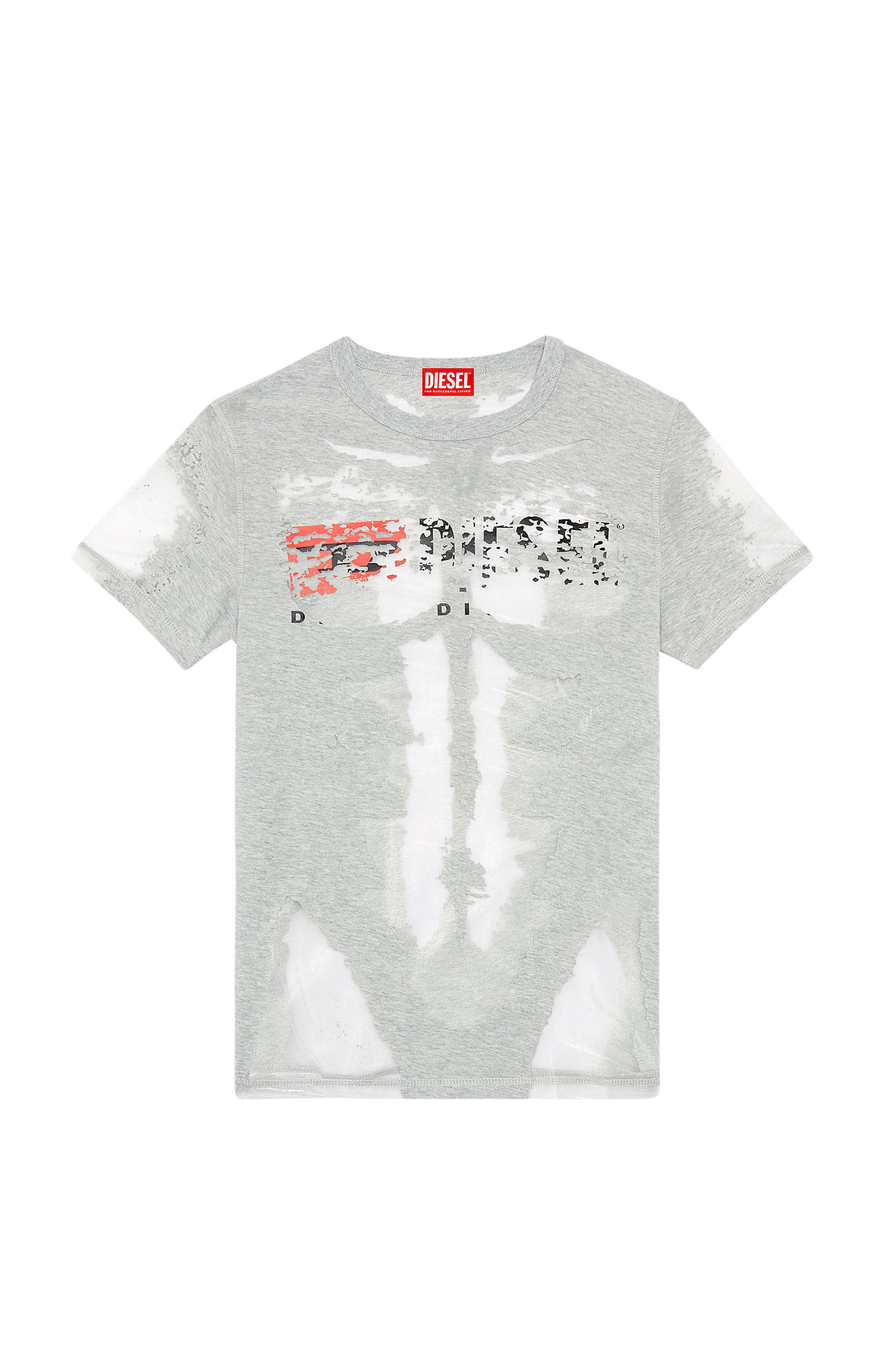 Diesel - T-ERME, Male's Burnout T-shirt with sheer panels in Grey - 2