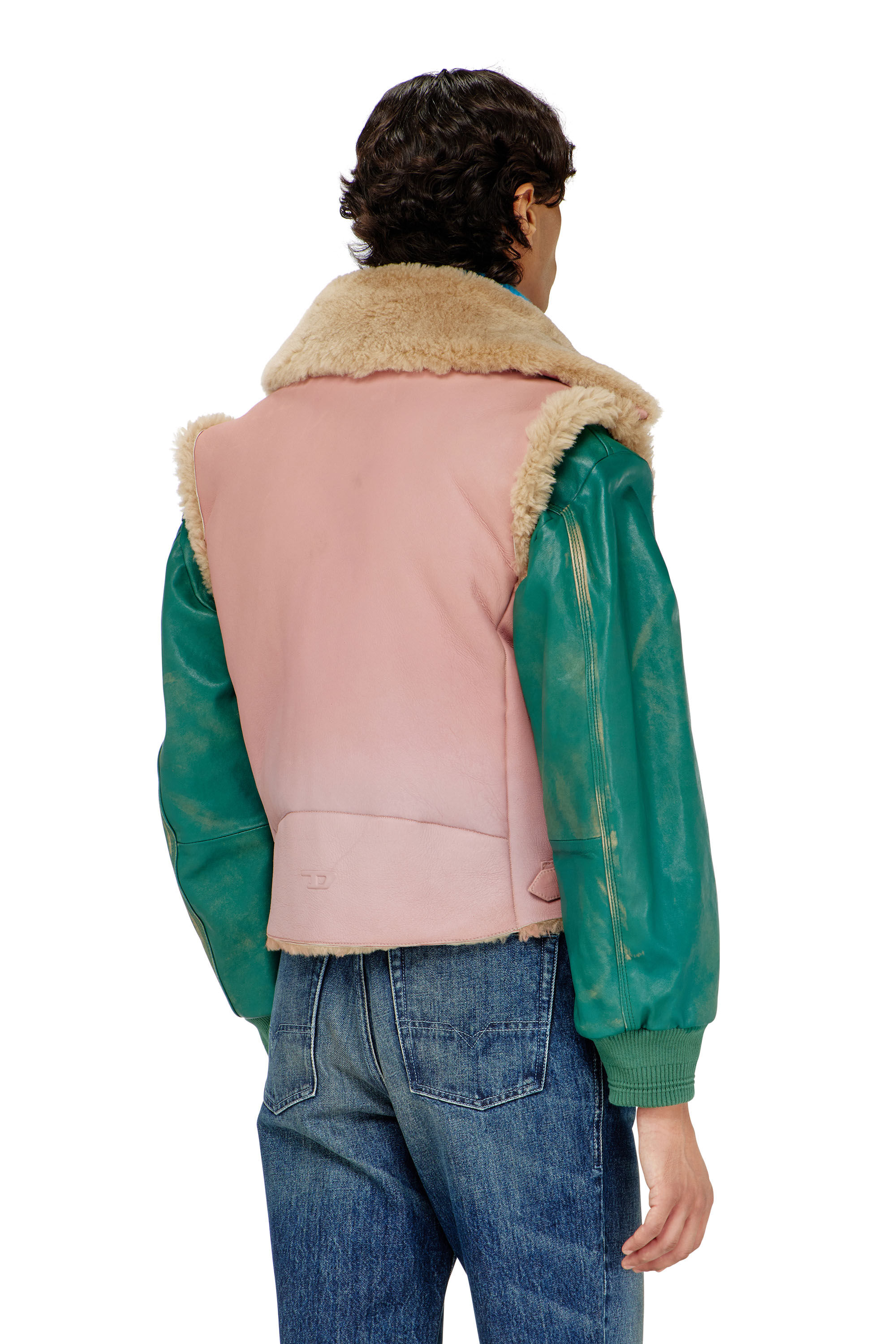 Diesel - L-HONT, Male's Shearling leather vest in Pink - 5