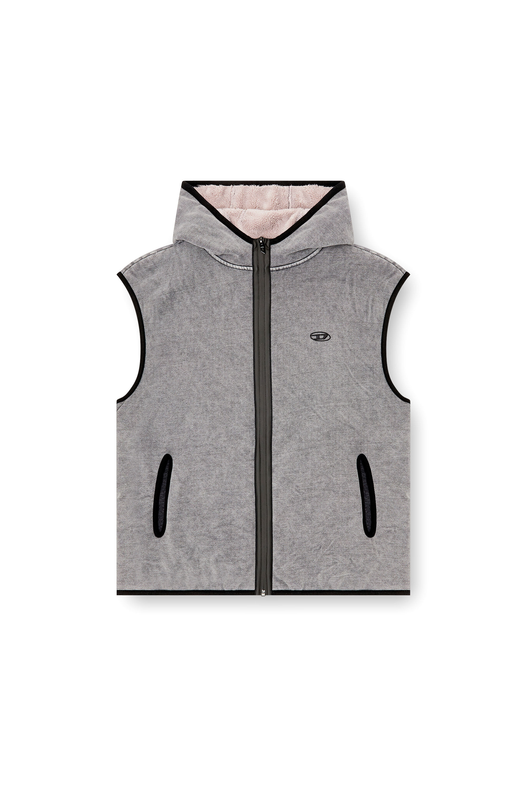 Men's Sleeveless zip-up hoodie | Grey | Diesel