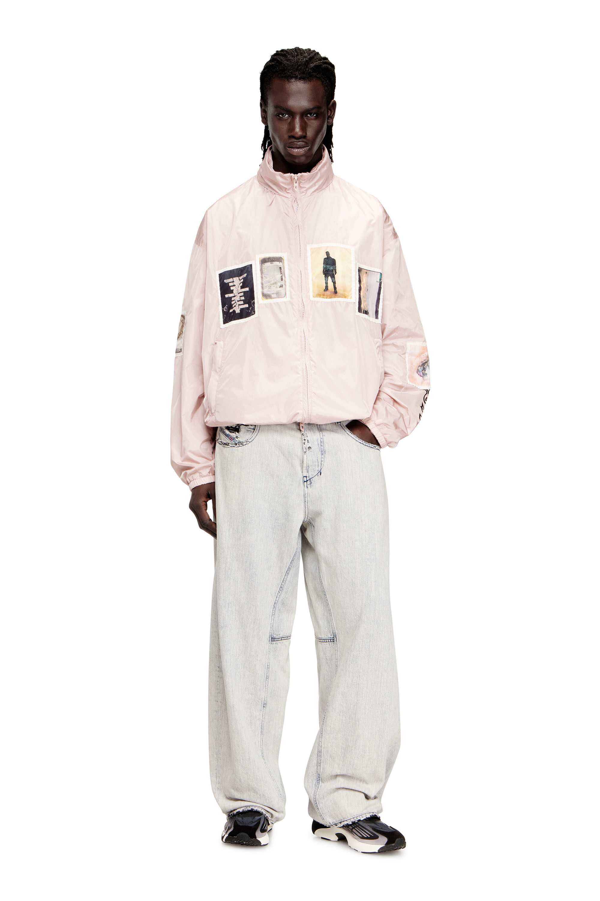 Men's Windbreaker with graphic patches | Pink | Diesel