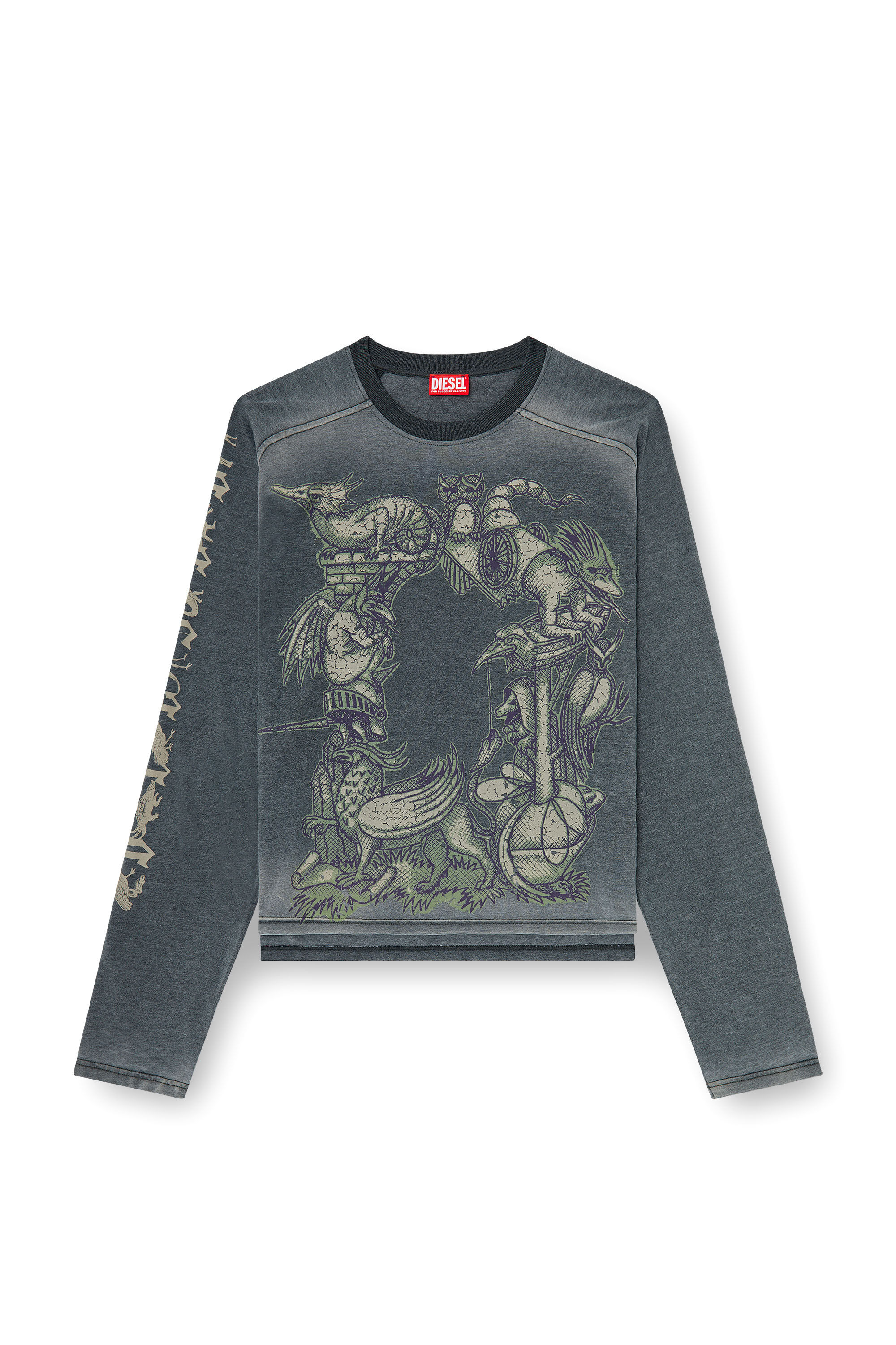 トップス Main story 2y Long Tee - Graphite Men's Long-sleeve T-shirt with graphic motif | Black | Diesel US