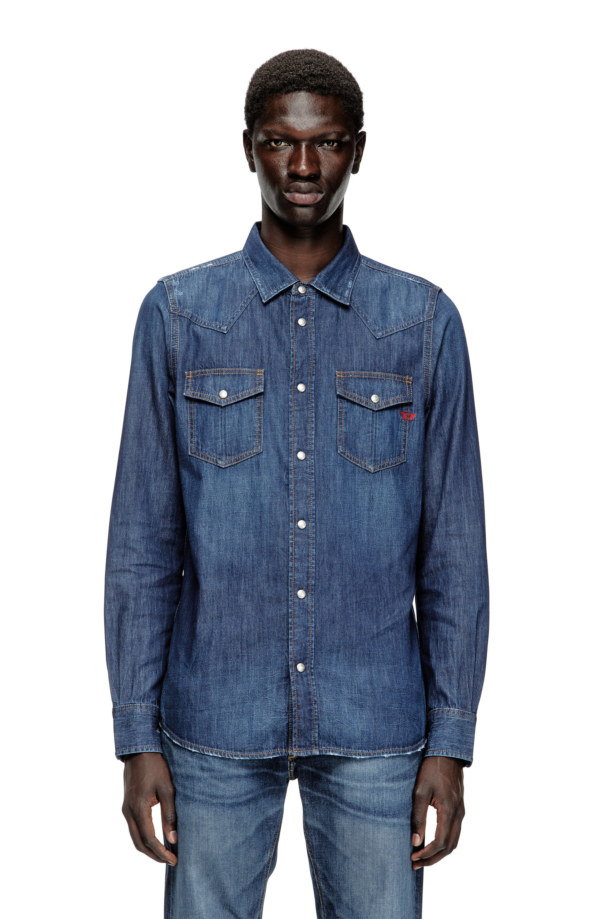 Diesel - D-VEGA, Surchemise en denim Homme in Bleu - 3