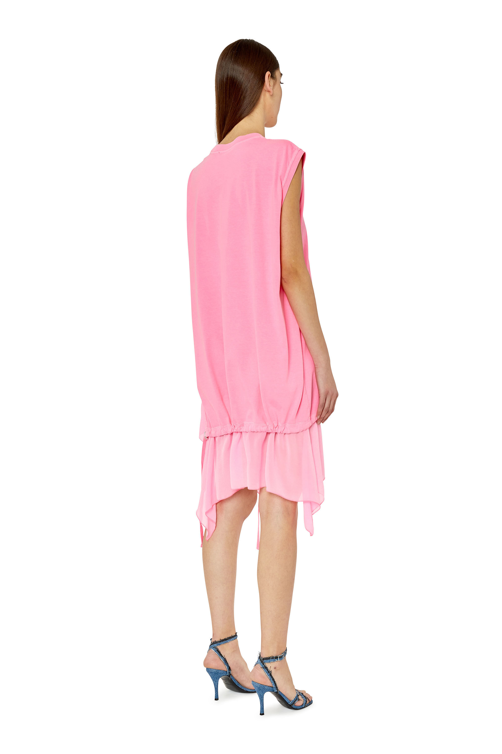 Diesel - D-ROLLETTY, Female's T-shirt dress with georgette hem in Hot pink - 3