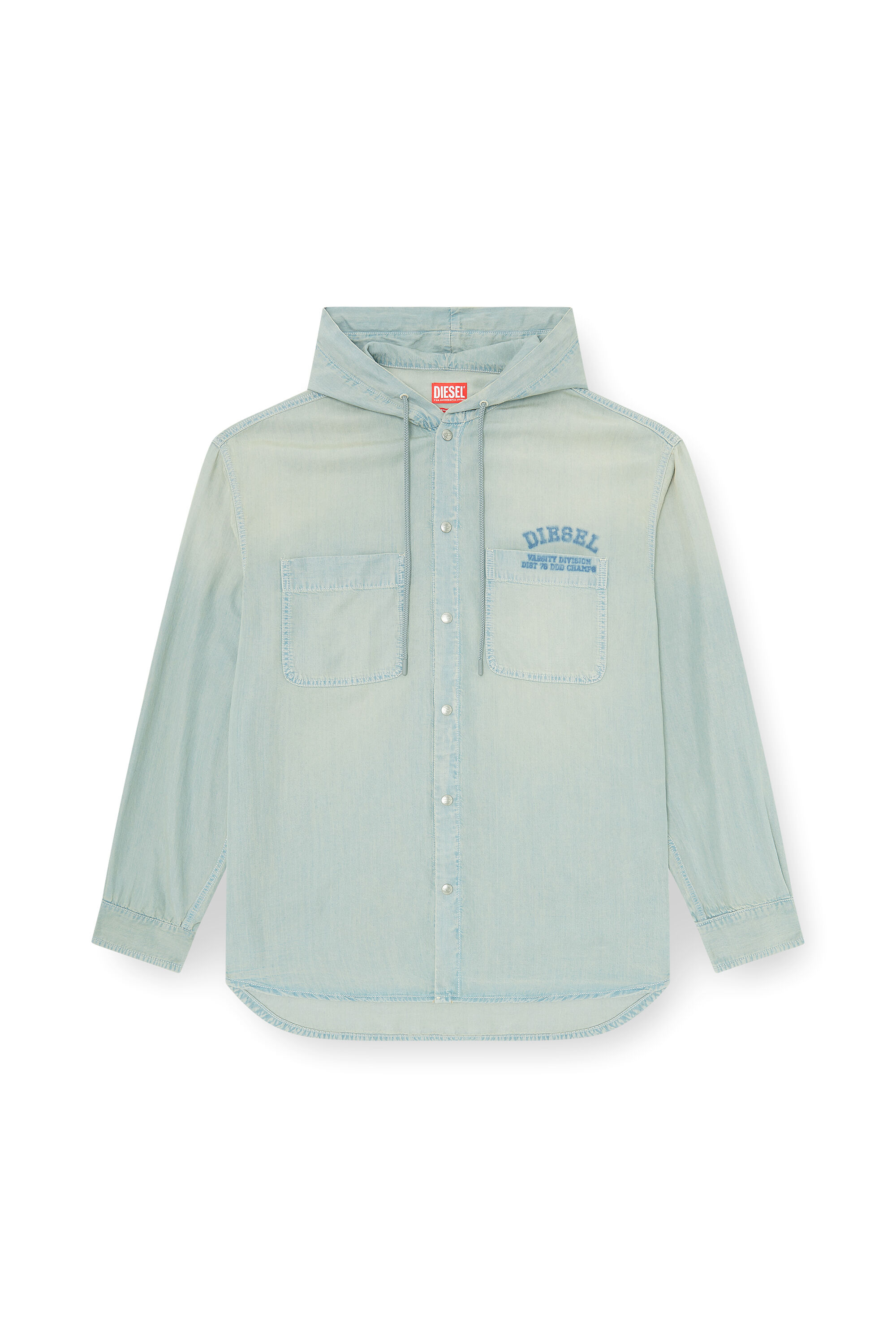 Men's Overshirt in fluid dirt-effect denim | Blue | Diesel