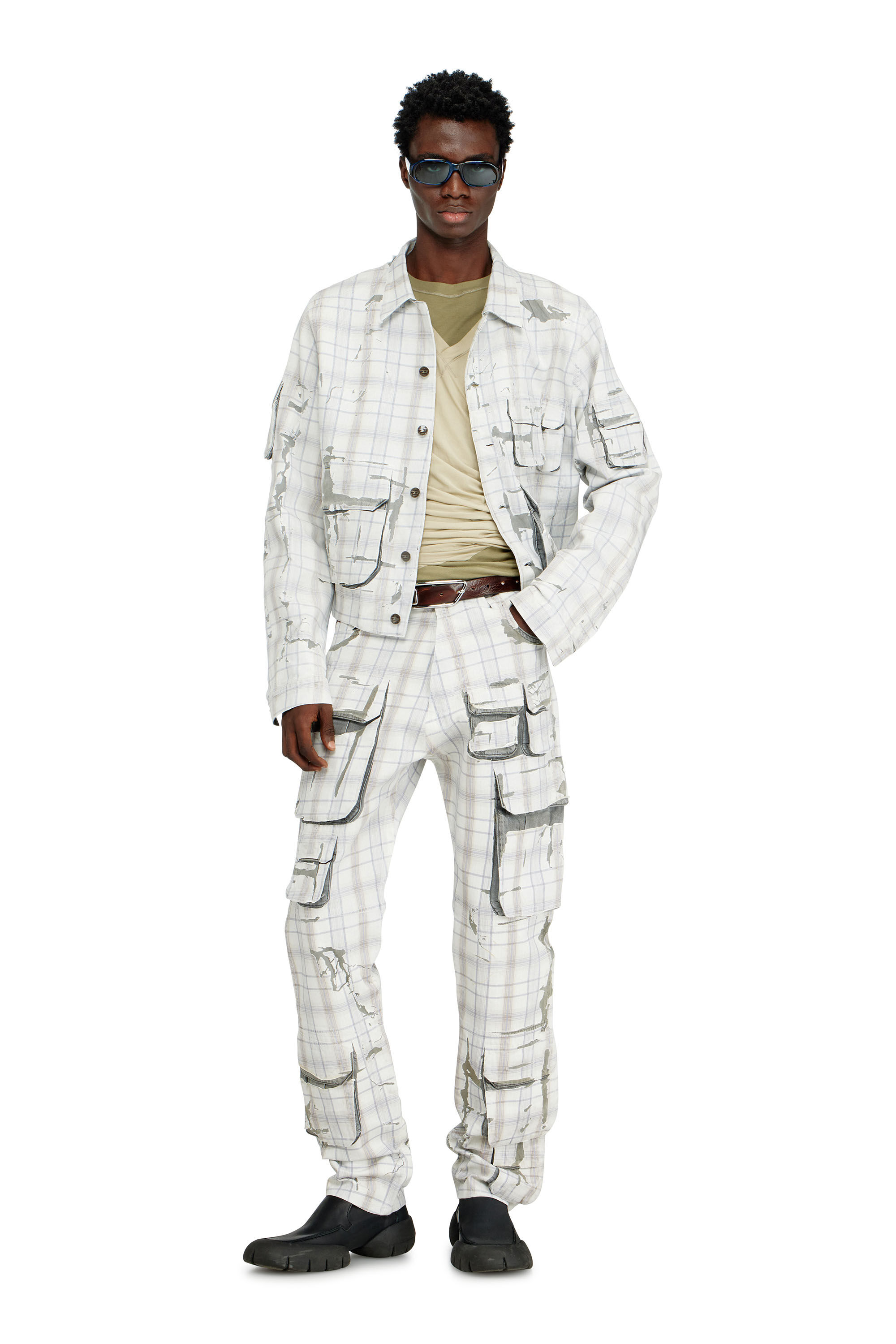 Diesel - D-VALEN-FSI1, Male's Denim jacket with peel-off effect in Grey - 1